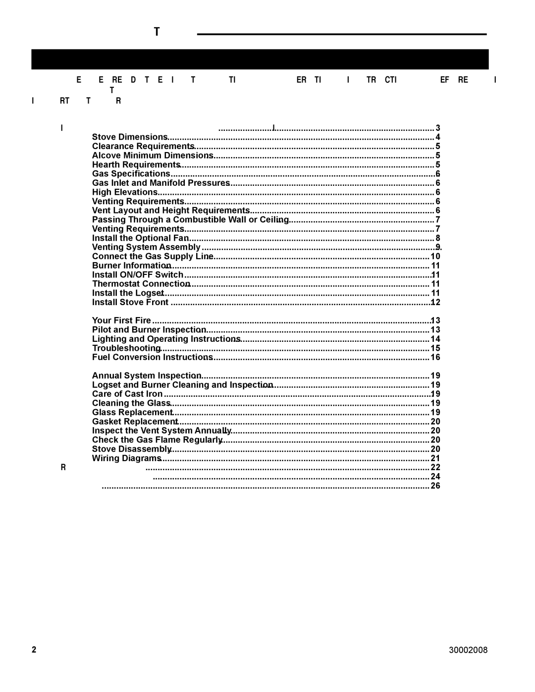 Vermont Casting 2467, 2468 manual Table of Contents 