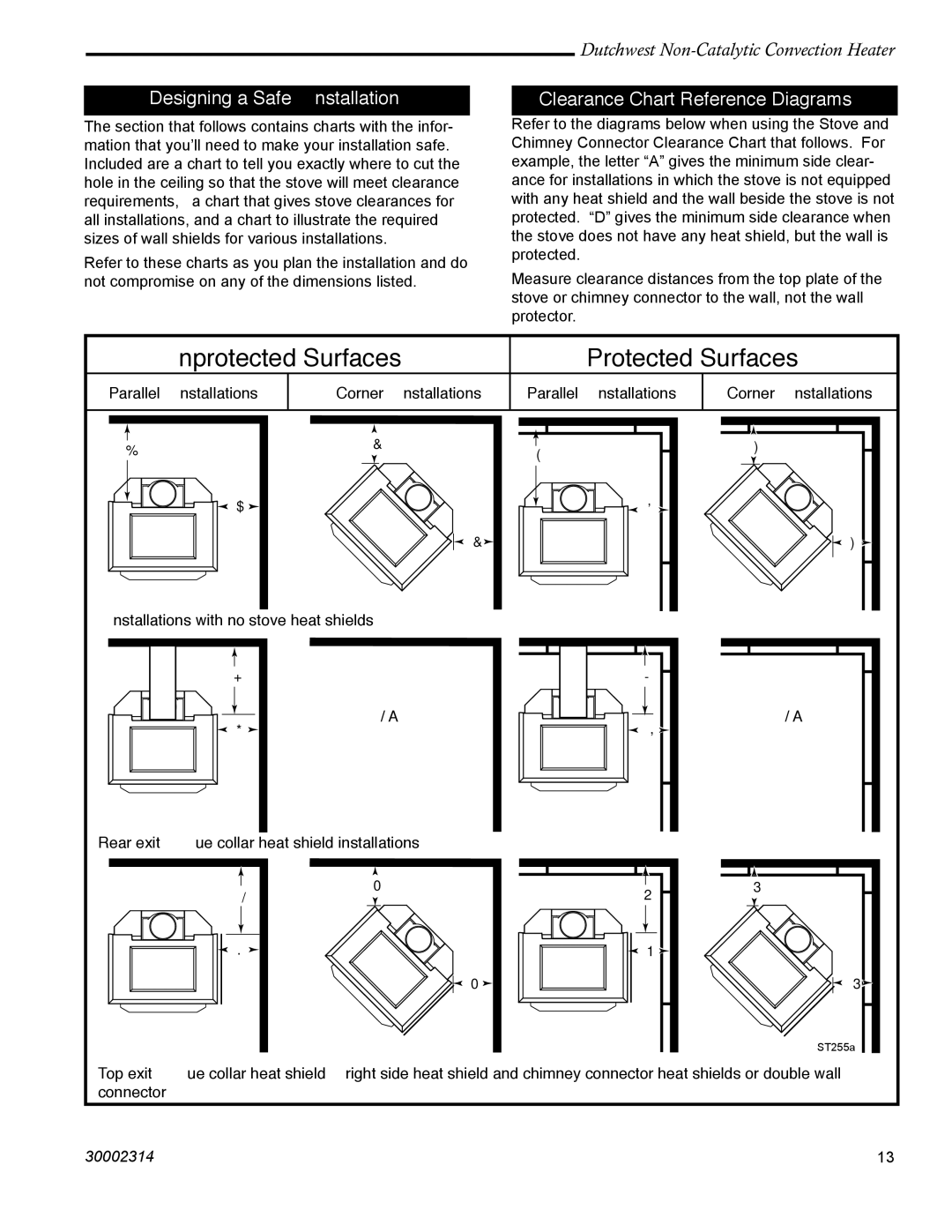 Vermont Casting 2477 manual Designing a Safe Installation, Clearance Chart Reference Diagrams 