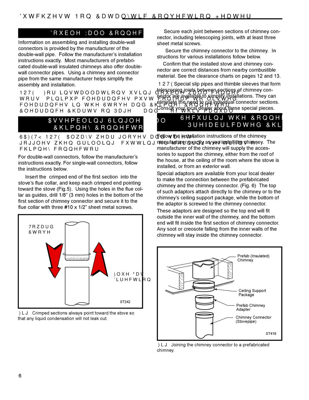 Vermont Casting 2478 manual Double-Wall Connector, Assembling Single-Wall Chimney Connector 