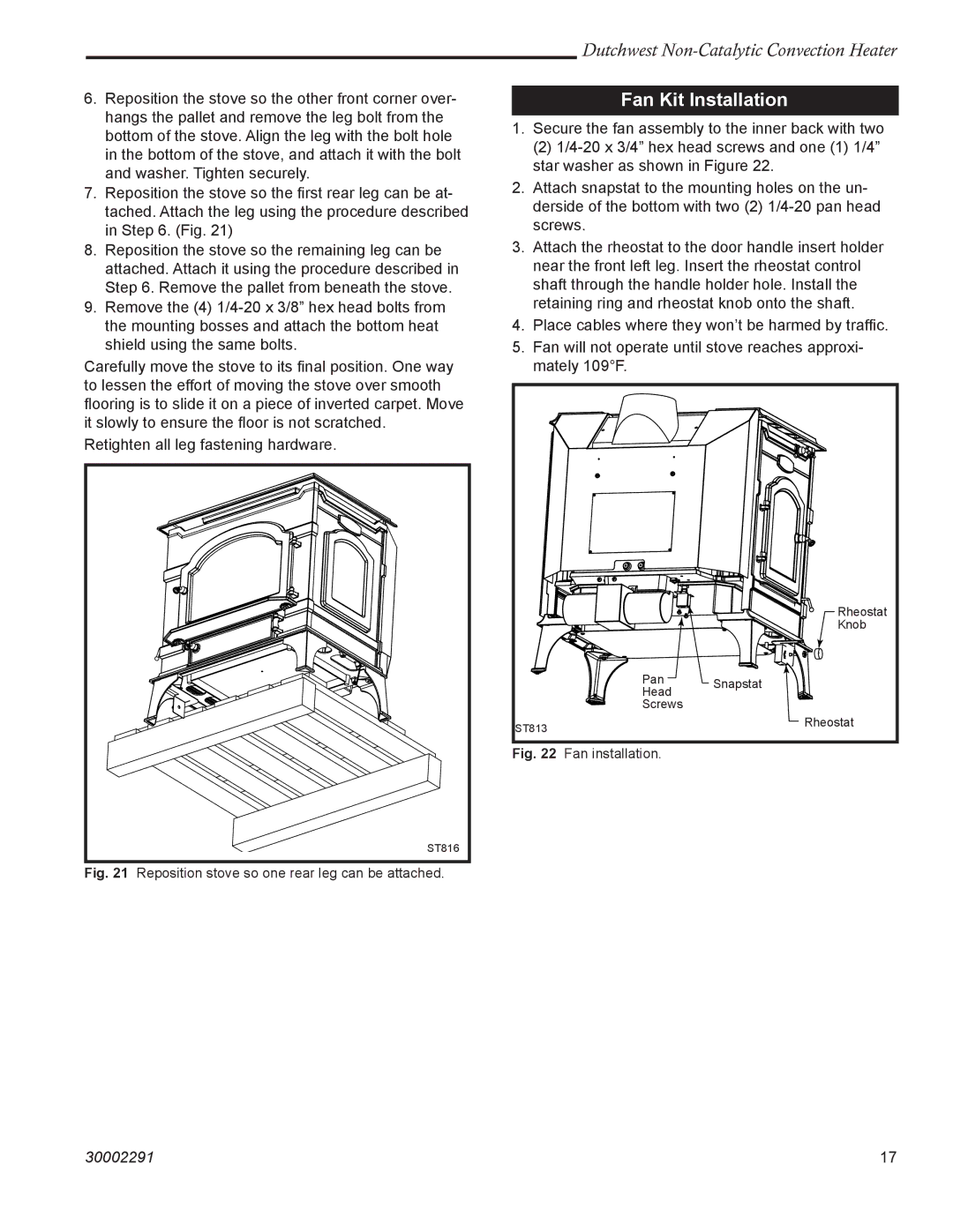 Vermont Casting 2479 manual Fan Kit Installation 