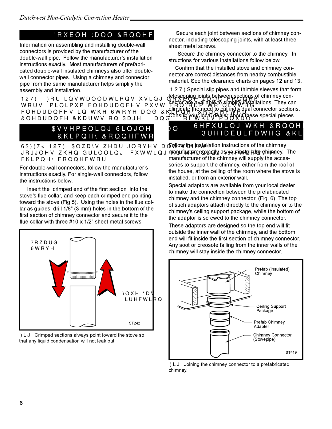 Vermont Casting 2479 manual Double-Wall Connector, Assembling Single-Wall Chimney Connector 