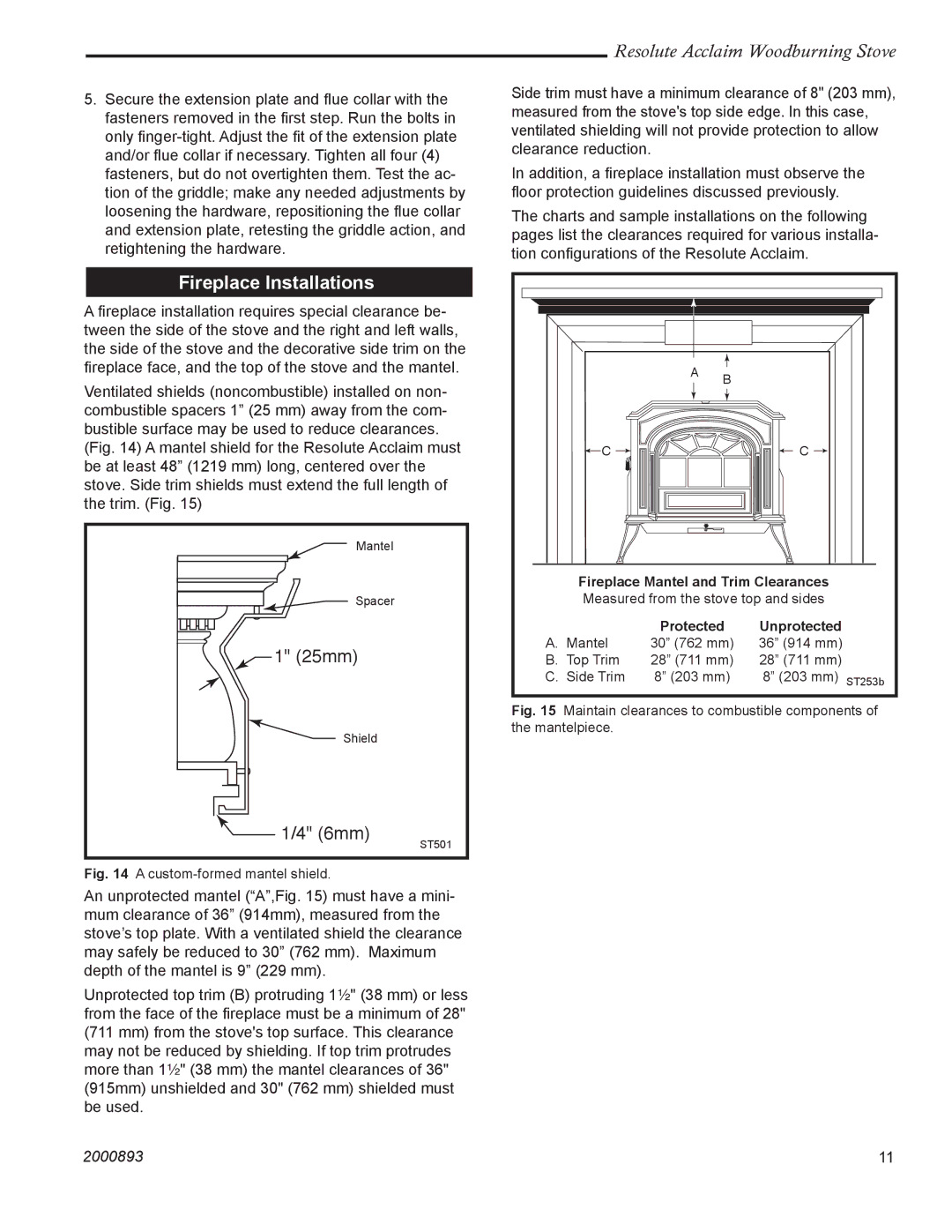 Vermont Casting 2490 installation instructions Fireplace Installations, 6mm 