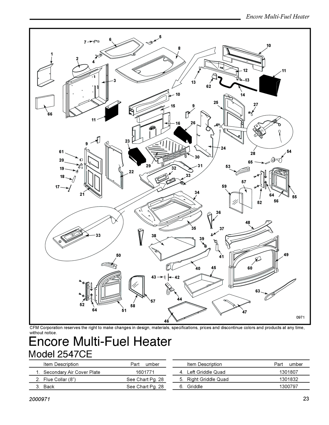 Vermont Casting installation instructions Model 2547CE 