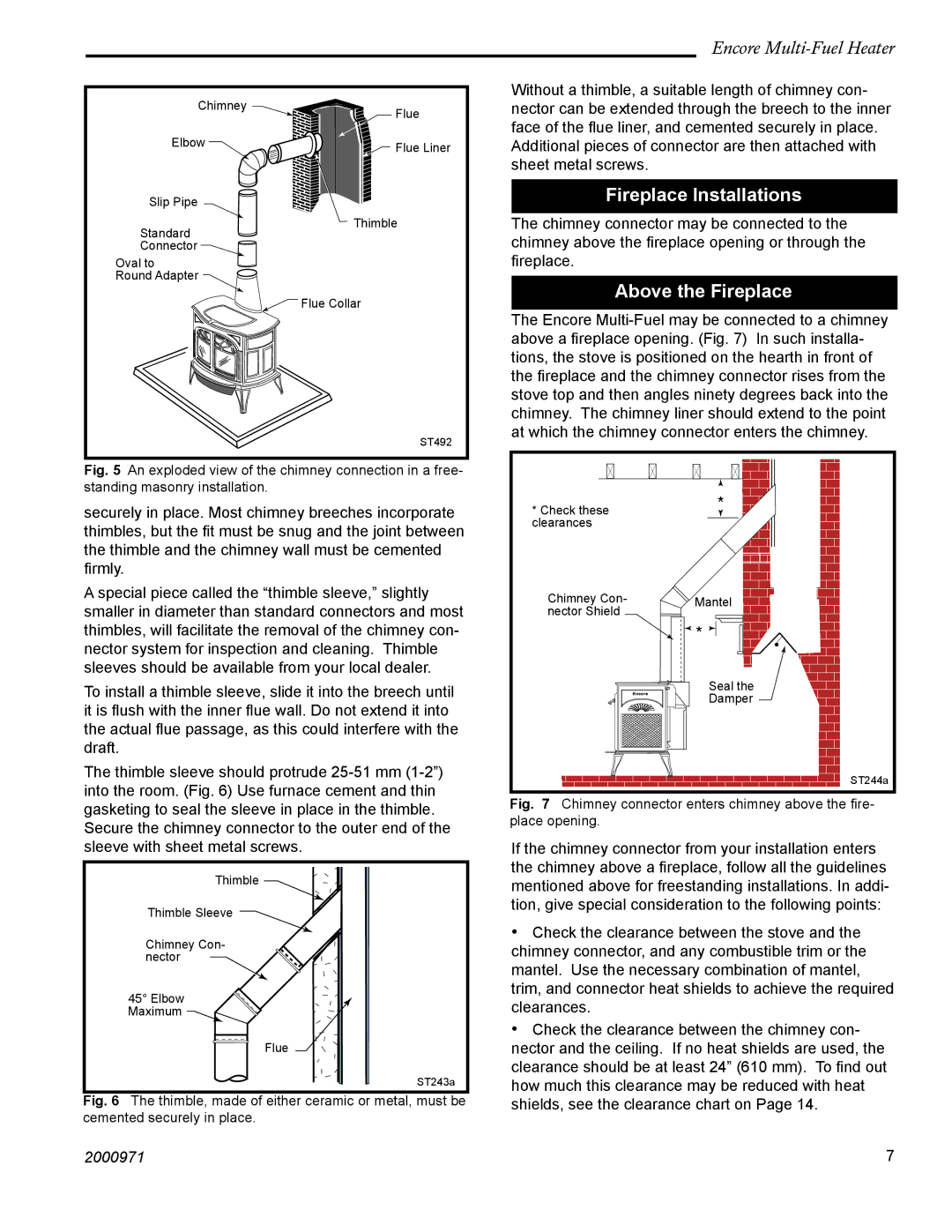 Vermont Casting 2547CE installation instructions Fireplace Installations, Above the Fireplace 