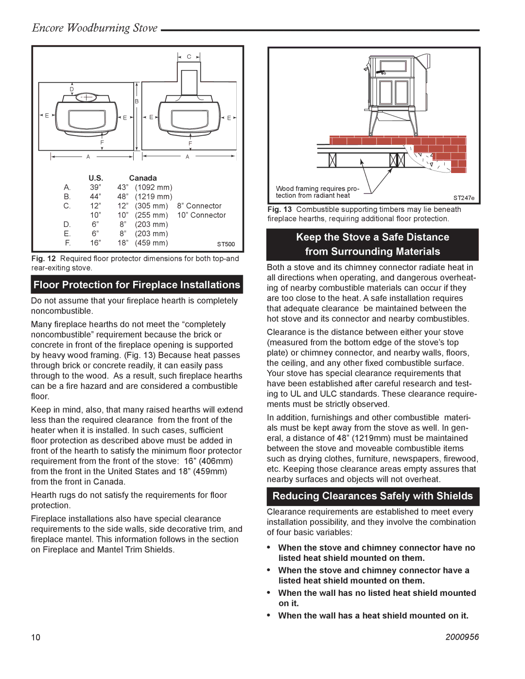 Vermont Casting 2550 Floor Protection for Fireplace Installations, Reducing Clearances Safely with Shields 