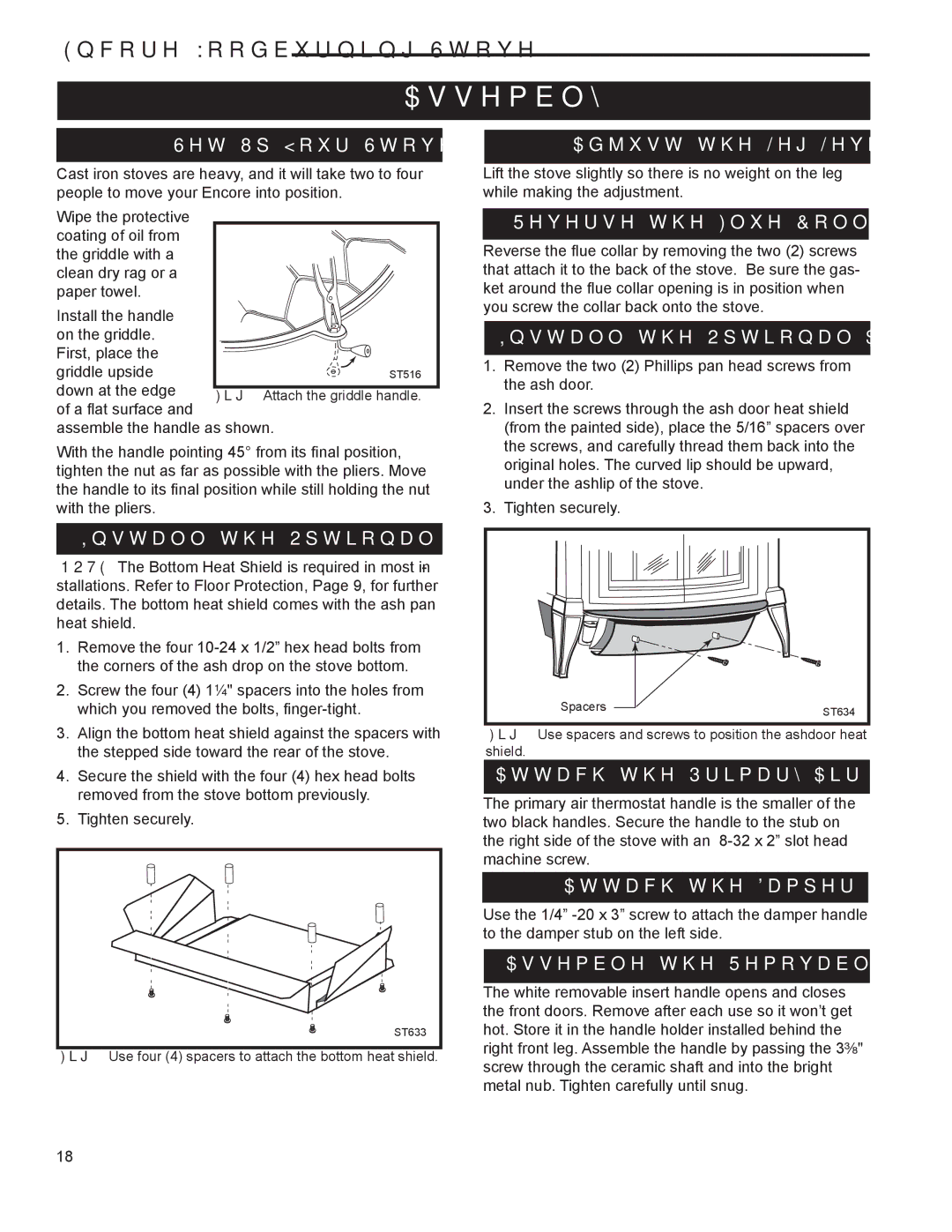 Vermont Casting 2550 installation instructions Assembly 