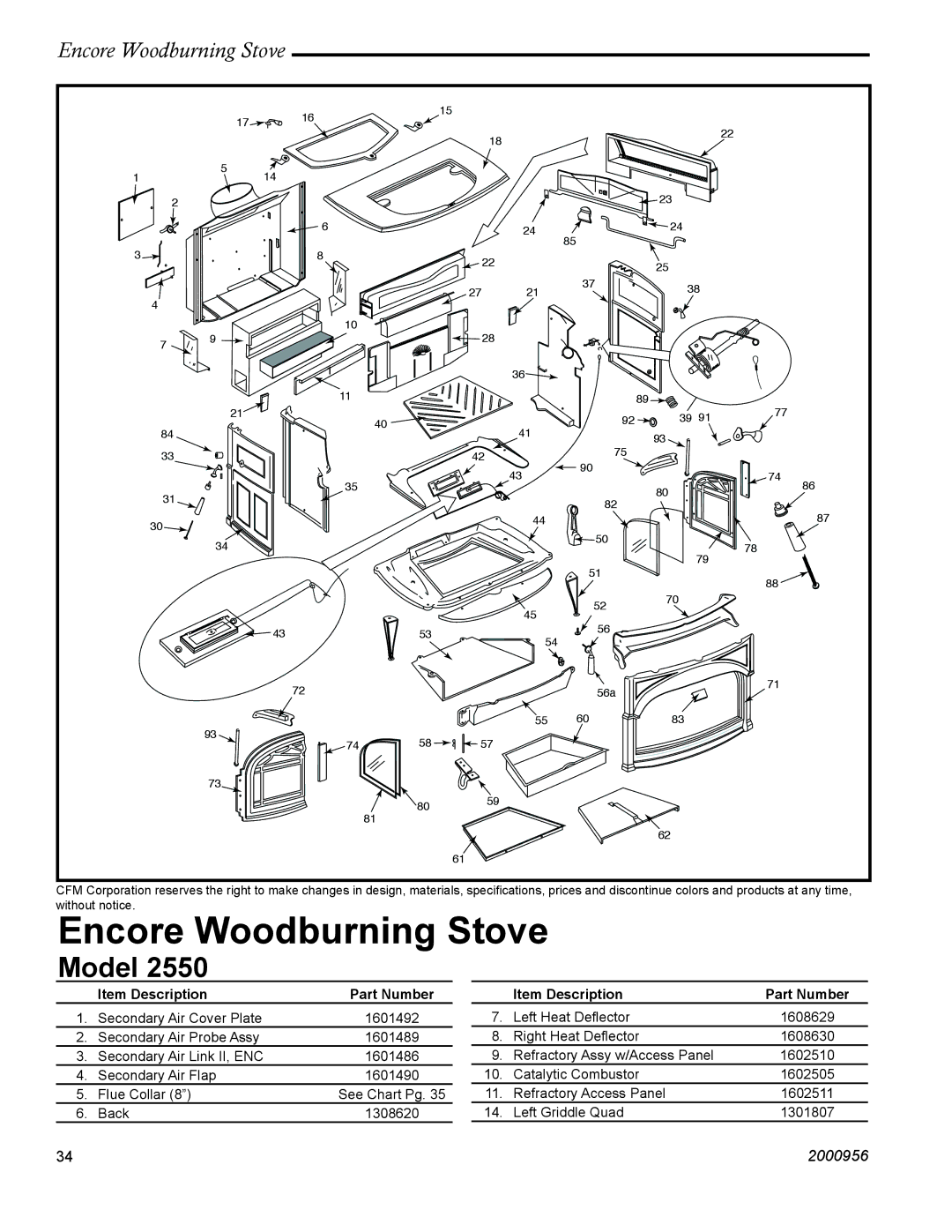 Vermont Casting 2550 installation instructions Encore Woodburning Stove 