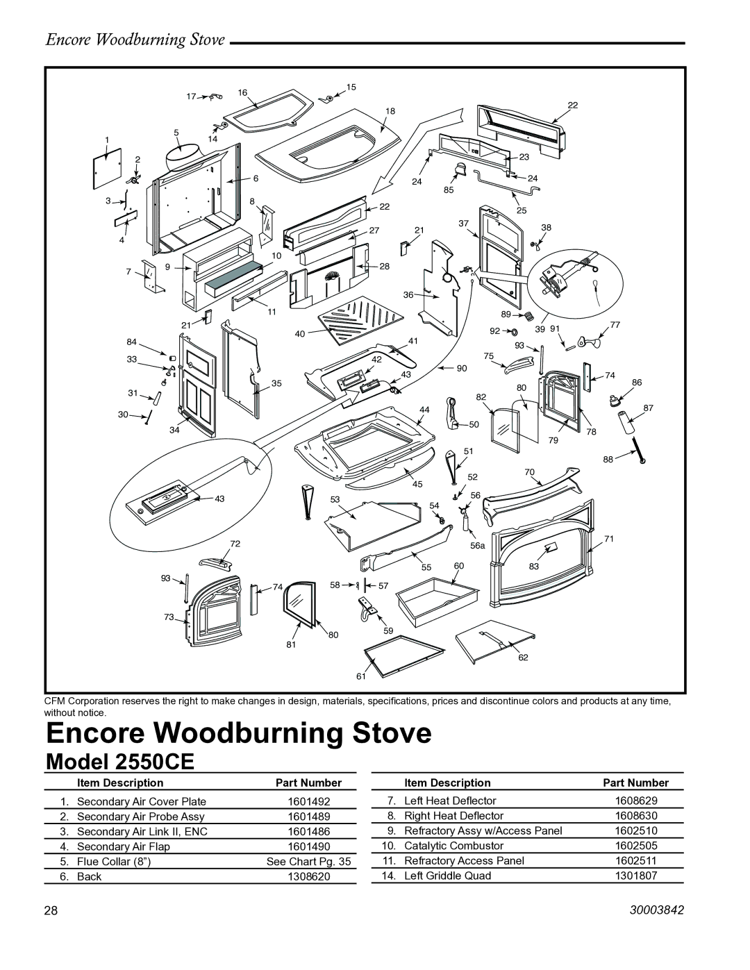 Vermont Casting 2550CE installation instructions Encore Woodburning Stove 