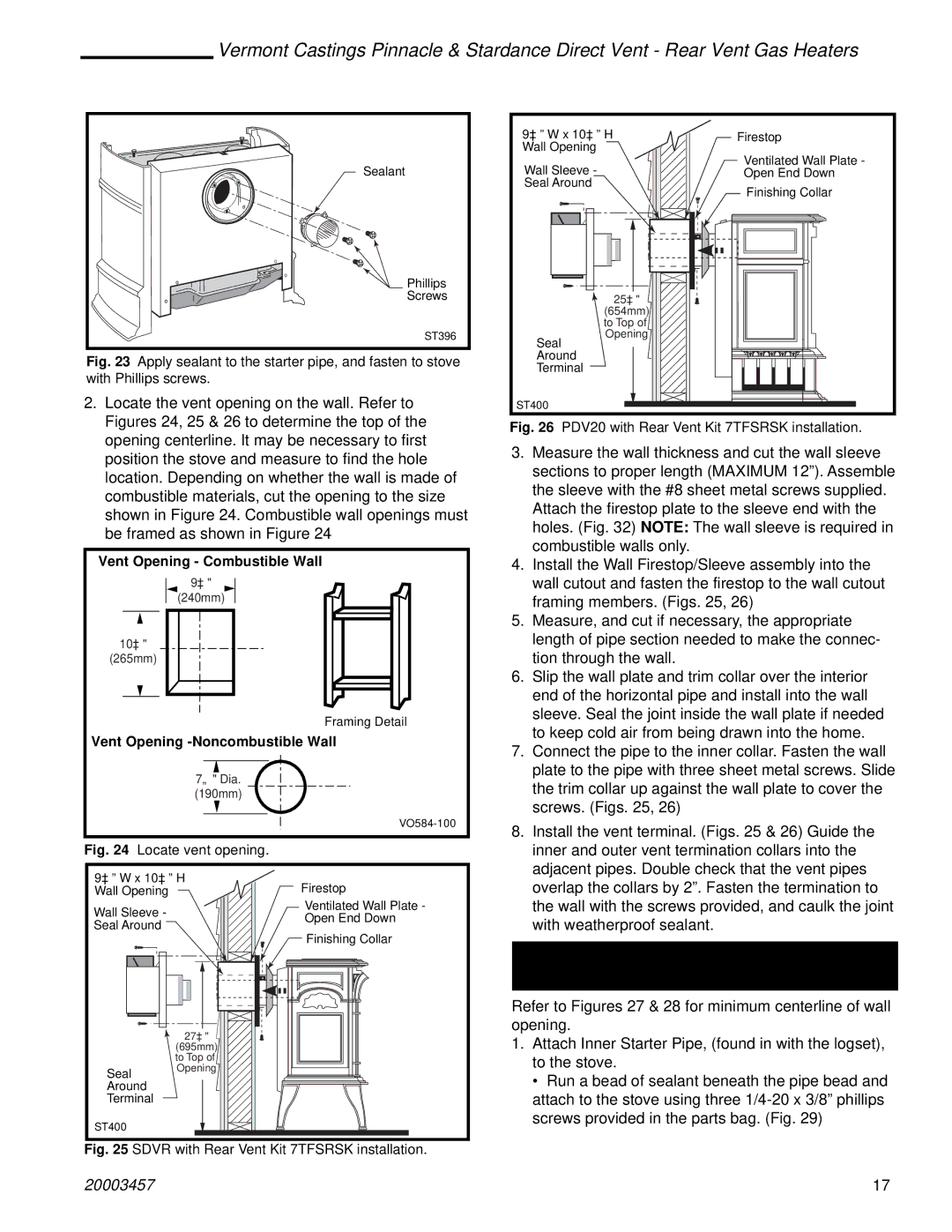 Vermont Casting 2995, 2950, 2951, 2998 Through Side Wall Vent Termination Below Grade, Vent Opening -Noncombustible Wall 