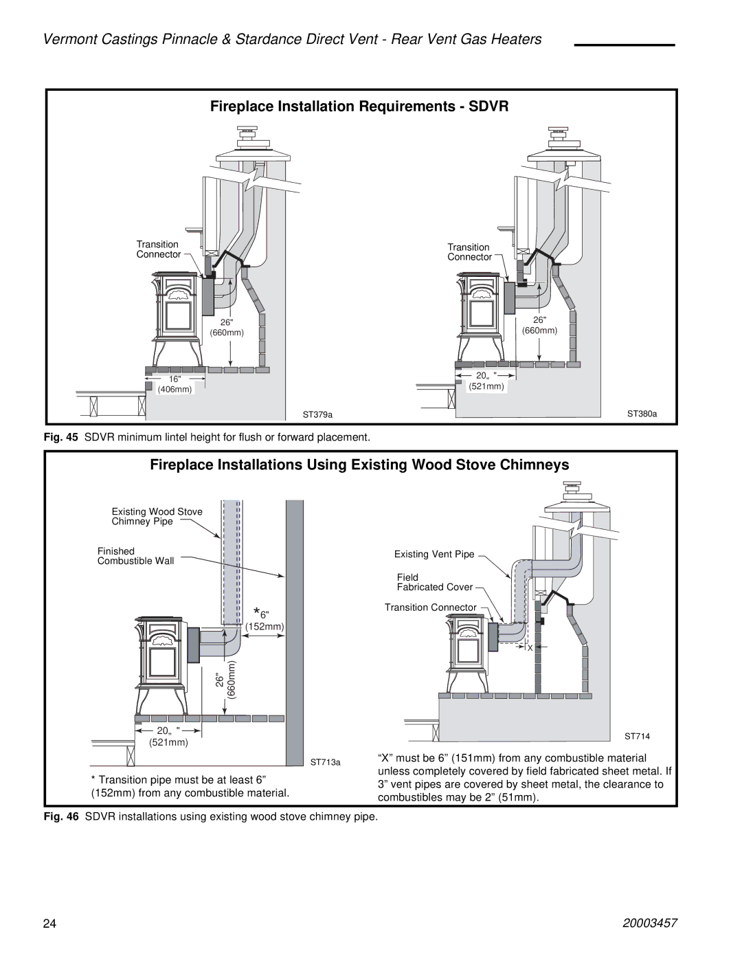 Vermont Casting 2950, 2951, 2998, 2997, 2996, 2995 manual Fireplace Installation Requirements Sdvr 