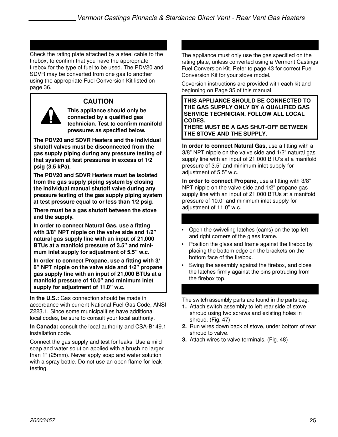 Vermont Casting 2951, 2950, 2998, 2997, 2996, 2995 manual Connect the Gas Supply Line, Burner Information, Complete the Assembly 