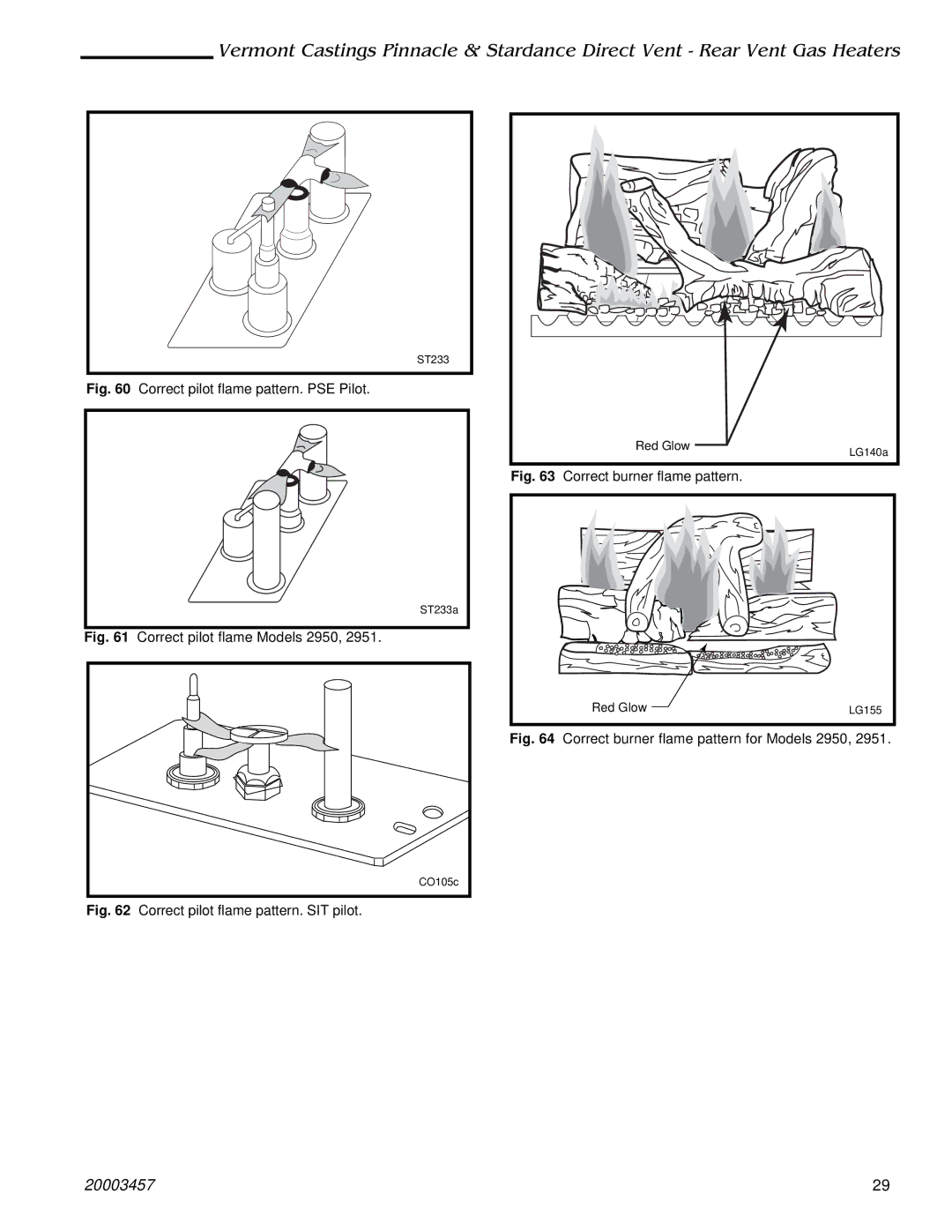 Vermont Casting 2995, 2950, 2951, 2998, 2997, 2996 manual Correct pilot flame pattern. PSE Pilot 