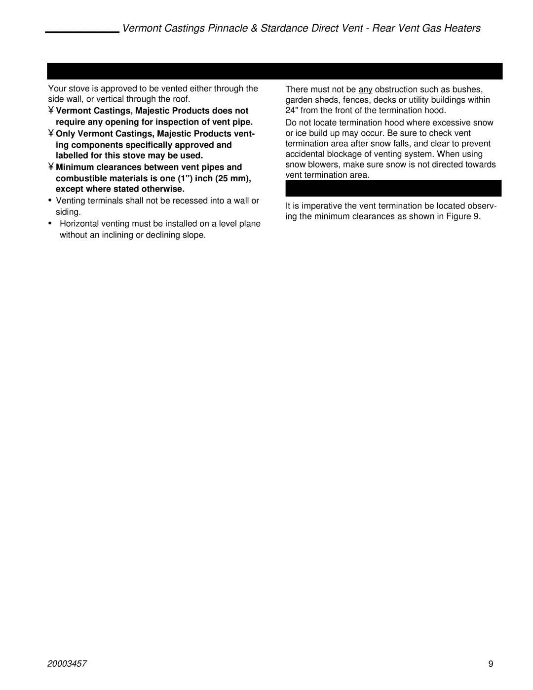 Vermont Casting 2997, 2950, 2951, 2998, 2996, 2995 manual Location of Vent Termination 