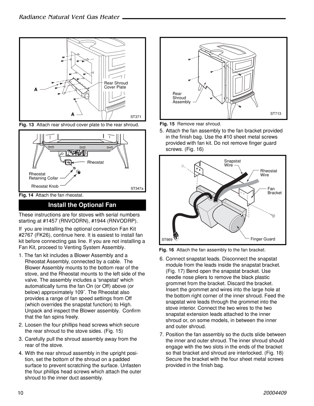 Vermont Casting 3356 4409 410, 3340, 3349, 3355 manual Attach rear shroud cover plate to the rear shroud 