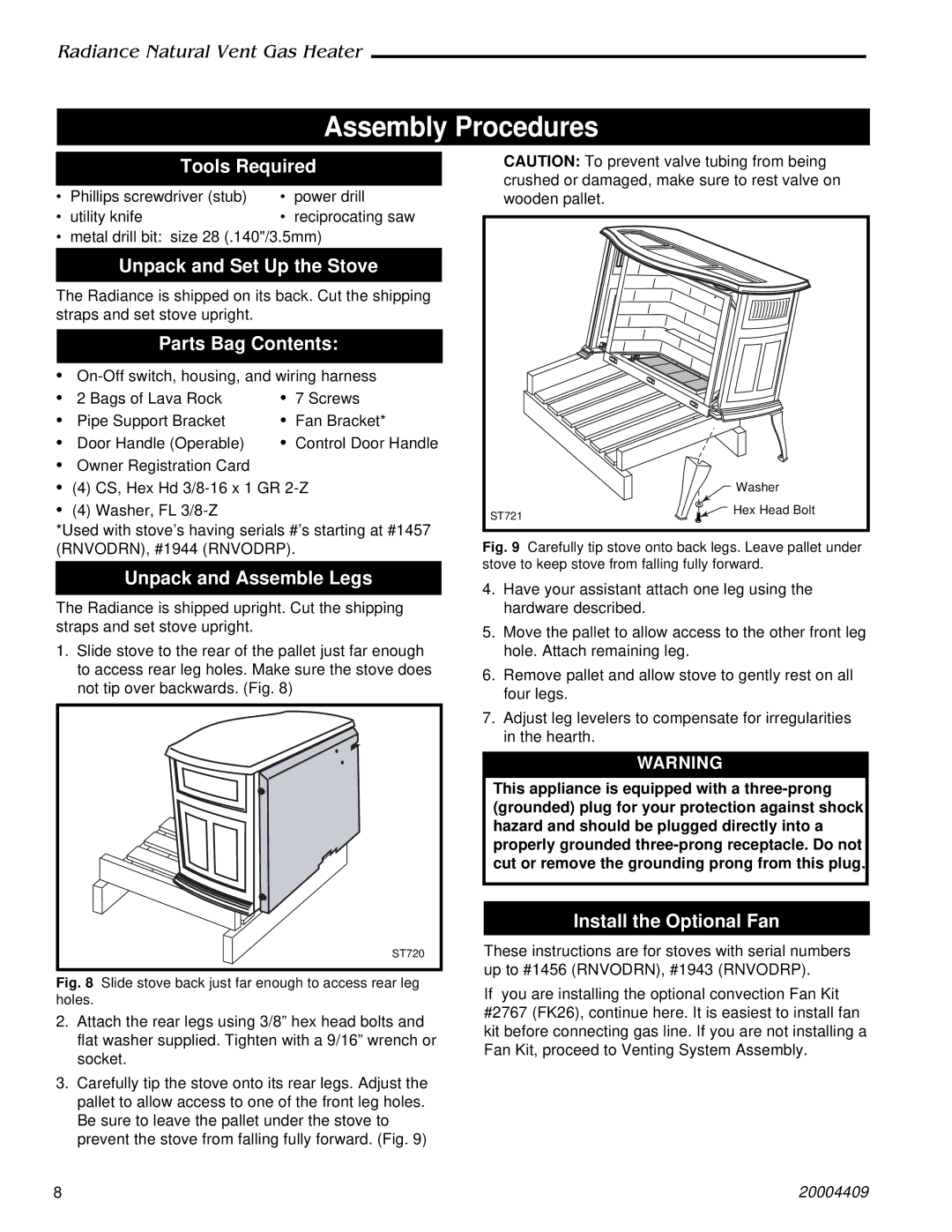 Vermont Casting 3340, 3349, 3356 4409 410, 3355 manual Assembly Procedures 