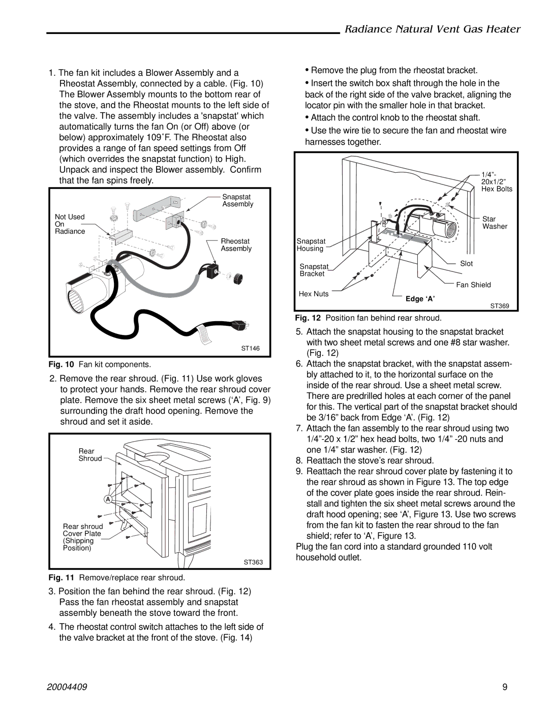 Vermont Casting 3349, 3340, 3356 4409 410, 3355 manual Remove/replace rear shroud 
