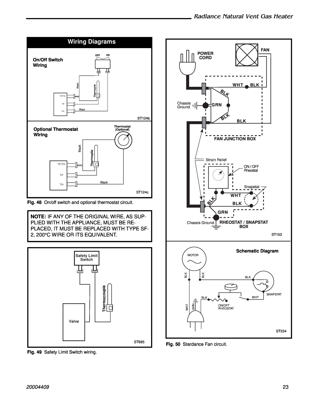 Vermont Casting 3355 Wiring Diagrams, Radiance Natural Vent Gas Heater, 20004409, Schematic Diagram, Fan Junction Box 