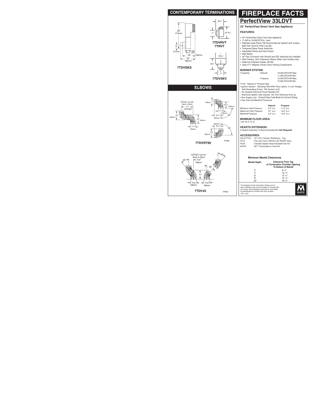 Vermont Casting 33LDVT specifications Contemporary Terminations, Elbows 