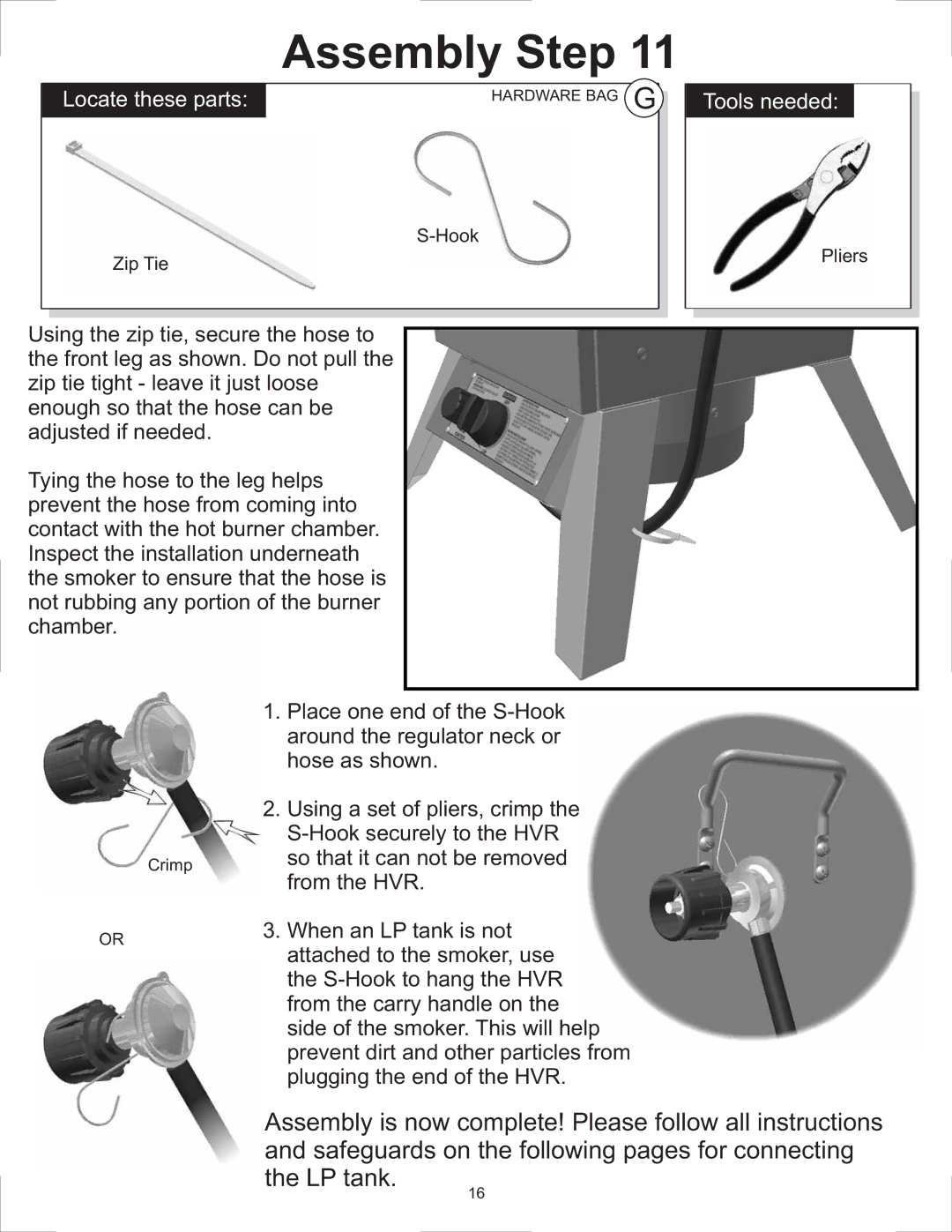 Vermont Casting 3605G, 3405GW, 3405GT, 3405BGW, 2505G, 3005G owner manual Hook Zip Tie 