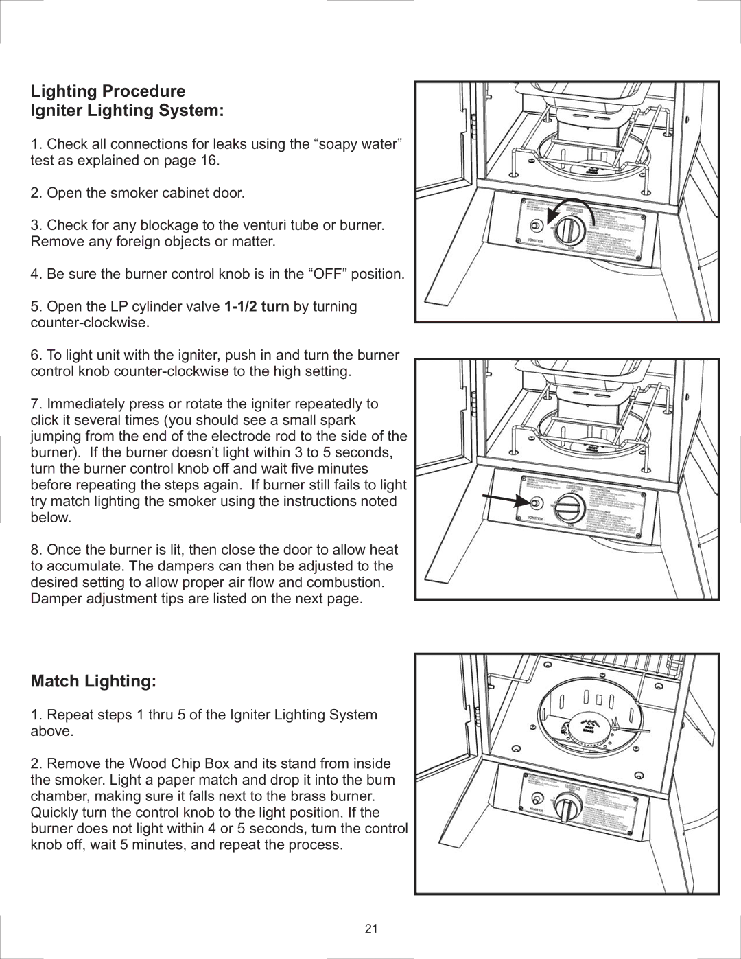 Vermont Casting 2505G, 3605G, 3405GW, 3405GT, 3405BGW, 3005G owner manual Lighting Procedure Igniter Lighting System 