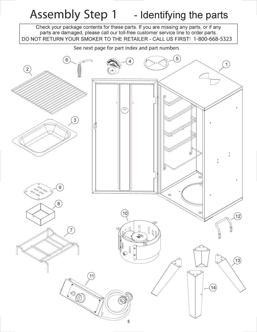 Vermont Casting 2505G, 3605G, 3405GW, 3405GT, 3405BGW, 3005G owner manual Assembly Identifying the parts 