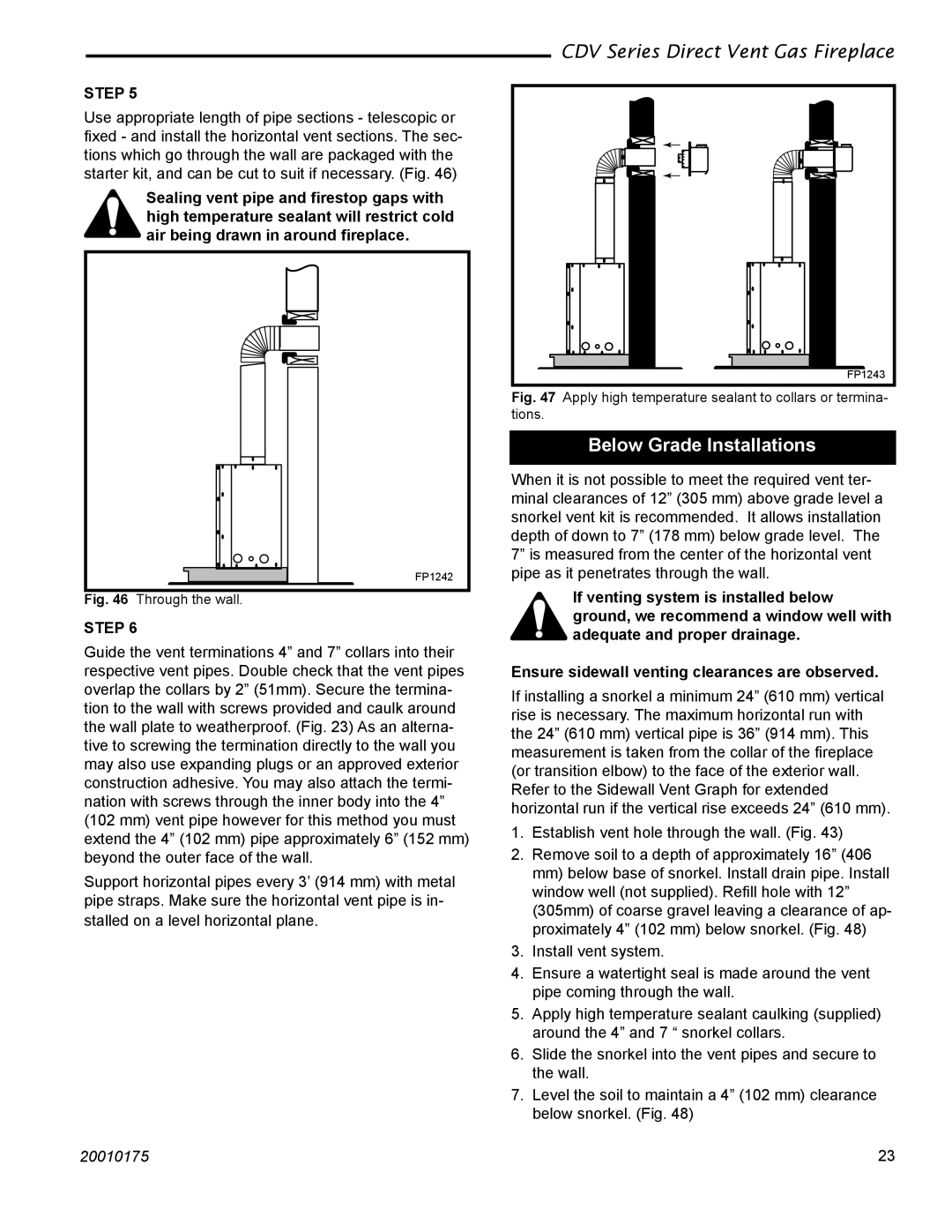 Vermont Casting 36CDVRRN, 36CDVTRN installation instructions Through the wall 