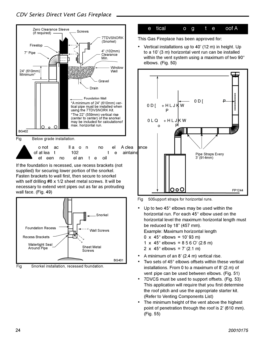 Vermont Casting 36CDVTRN, 36CDVRRN installation instructions Example Maximum horizontal length 