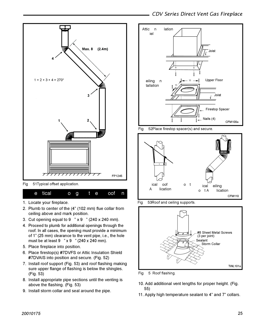 Vermont Casting 36CDVRRN, 36CDVTRN installation instructions Roof and ceiling supports 