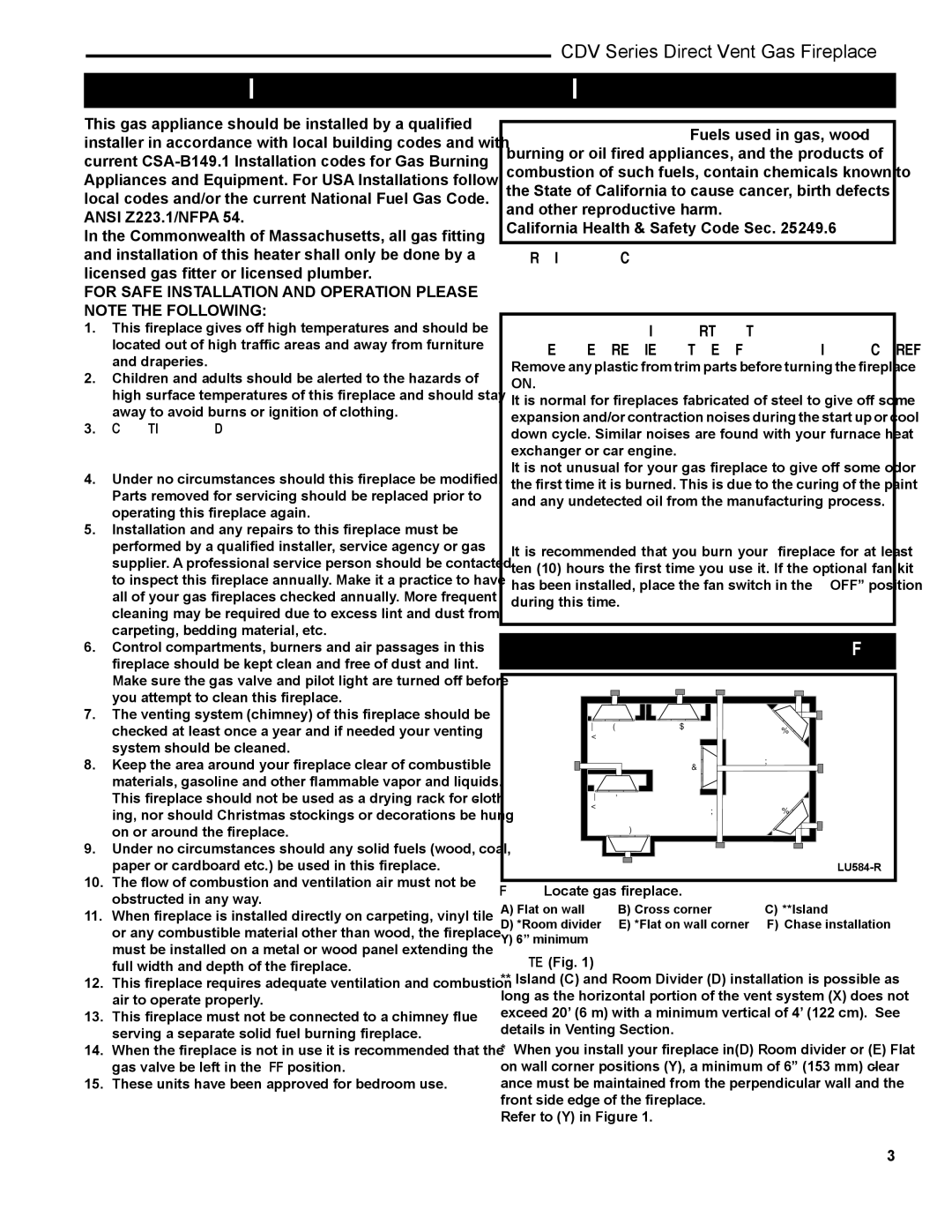 Vermont Casting 36CDVRRN, 36CDVTRN installation instructions Installation & Operating Instructions, Locating Your Fireplace 