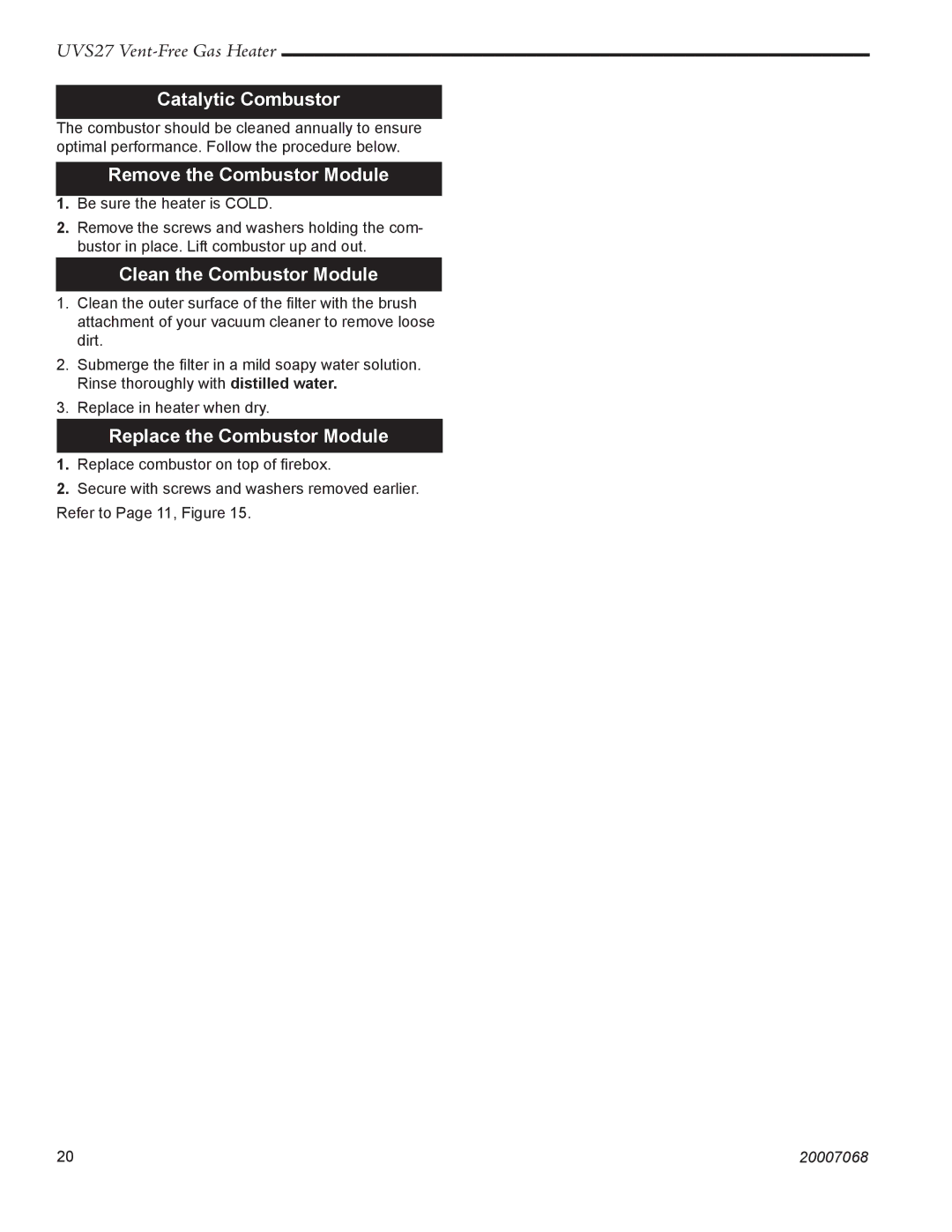 Vermont Casting 4090 - 4092, 4040 - 4046 manual Catalytic Combustor, Remove the Combustor Module, Clean the Combustor Module 