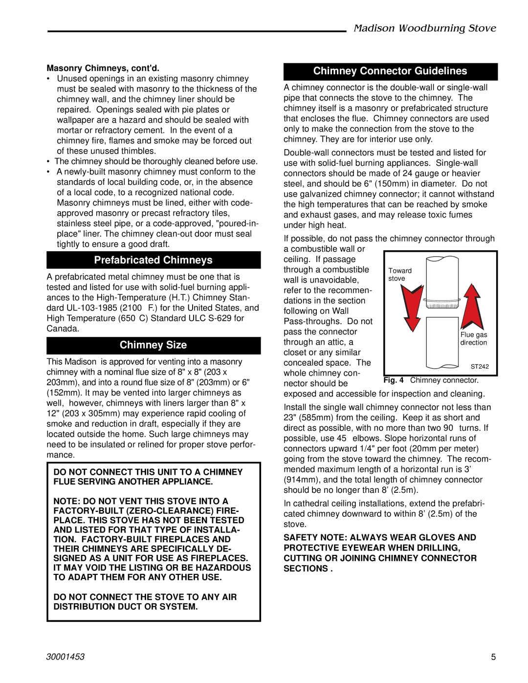 Vermont Casting 410 installation instructions Prefabricated Chimneys, Chimney Size, Chimney Connector Guidelines 