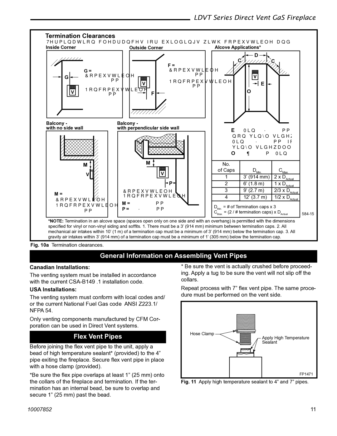 Vermont Casting 43LDVT manual General Information on Assembling Vent Pipes, Flex Vent Pipes, Canadian Installations 