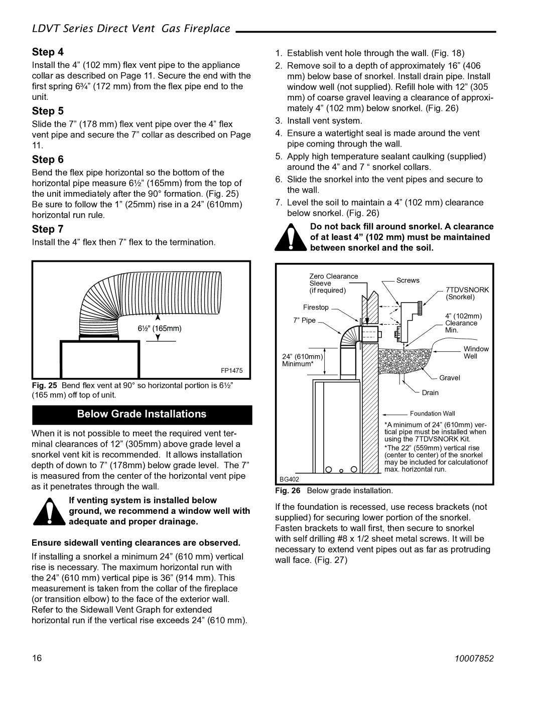 Vermont Casting 36LDVT 39LDVT, 43LDVT manual Below Grade Installations, 7TDVSNORK 