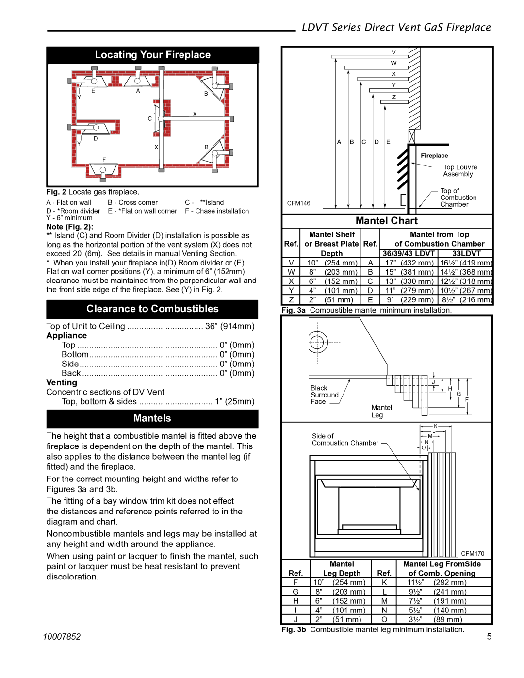 Vermont Casting 43LDVT, 36LDVT 39LDVT manual Locating Your Fireplace, Clearance to Combustibles, Mantels, Venting 