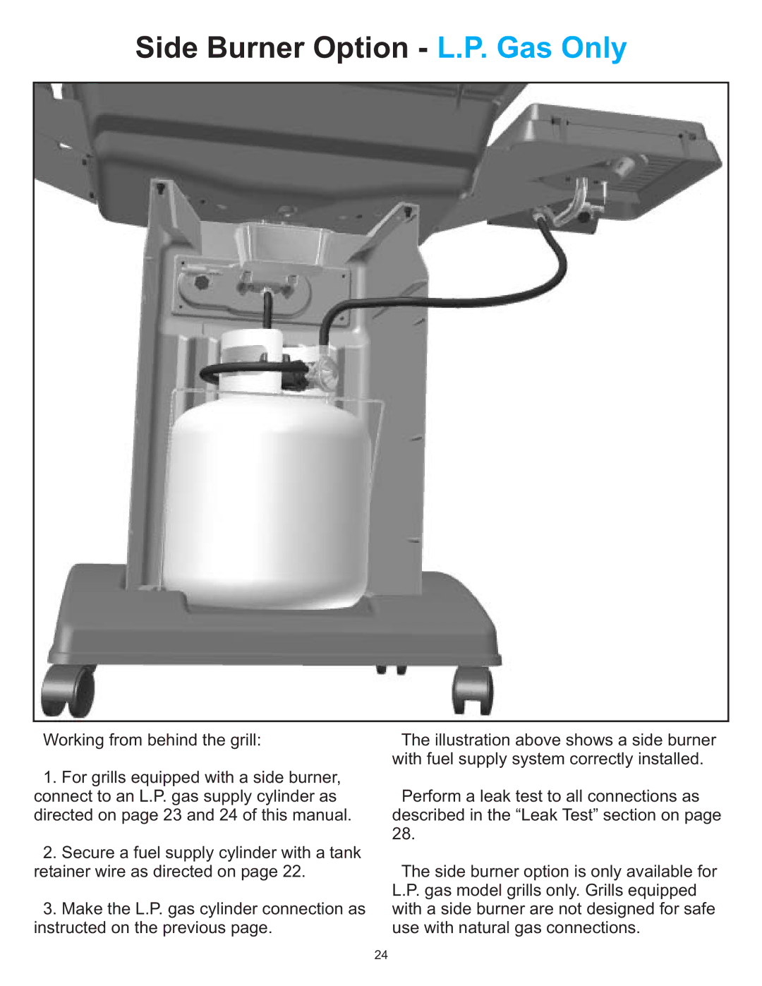 Vermont Casting 6100 owner manual Side Burner Option L.P. Gas Only 