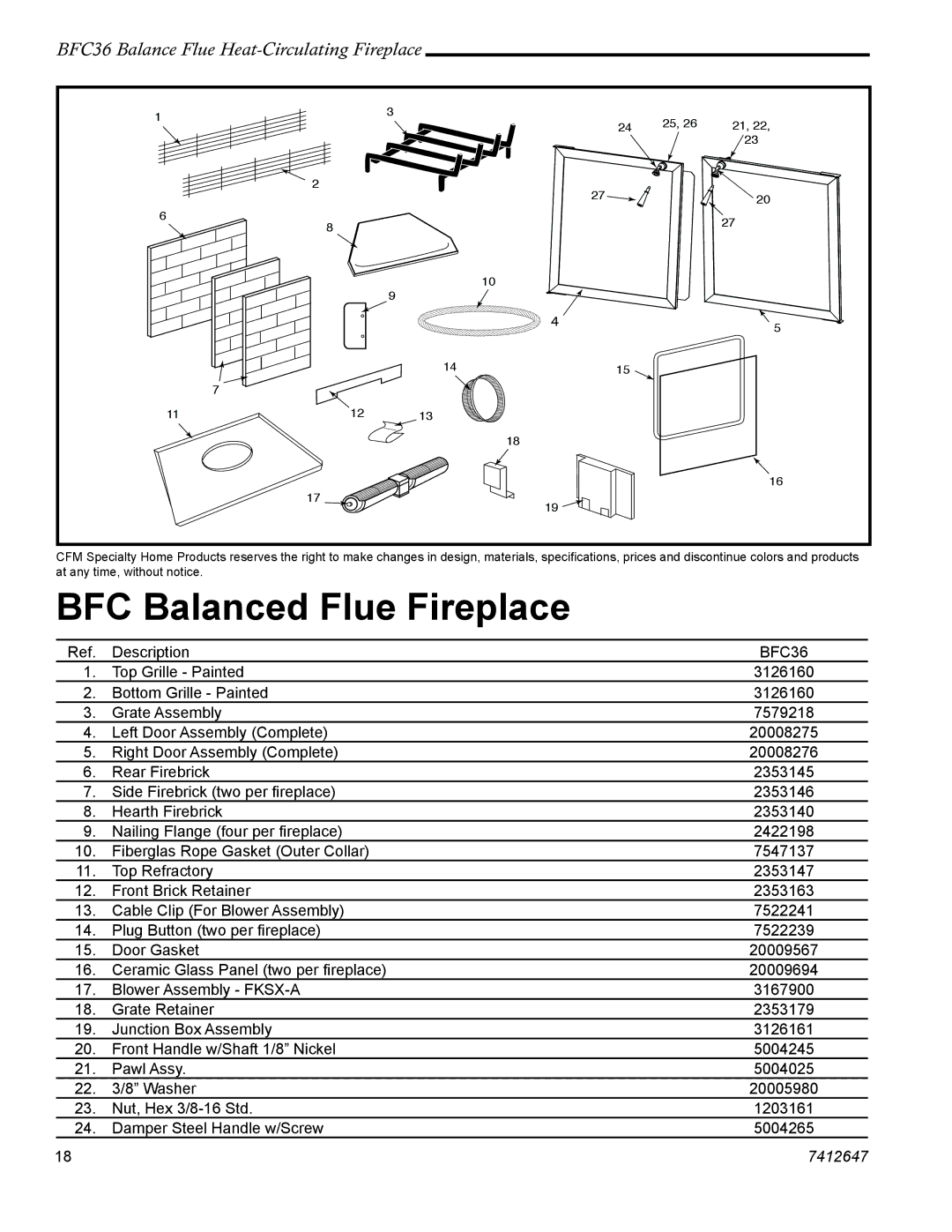 Vermont Casting 647 BFC manual BFC Balanced Flue Fireplace 