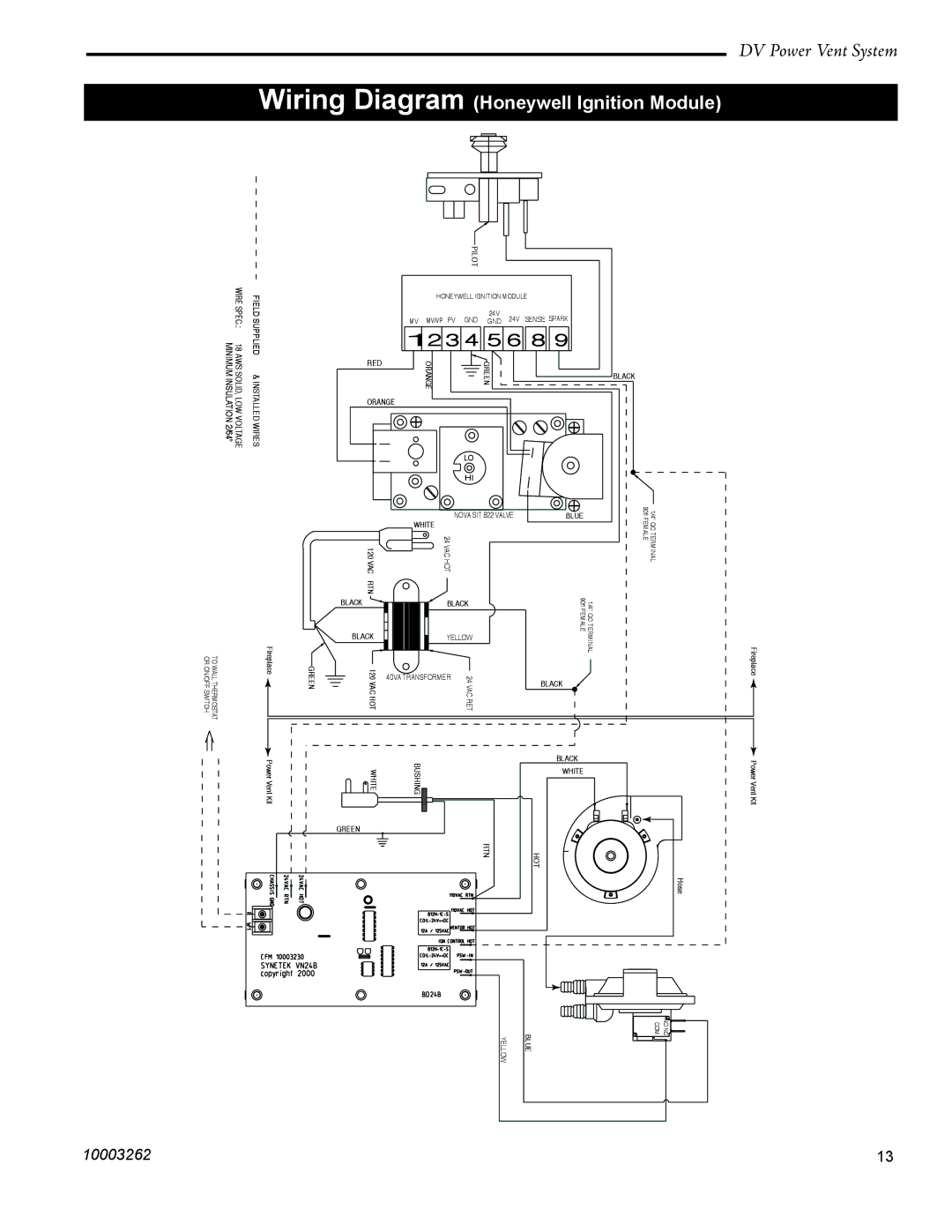 Vermont Casting 7PDVS manual Wiring Diagram Honeywell Ignition Module 