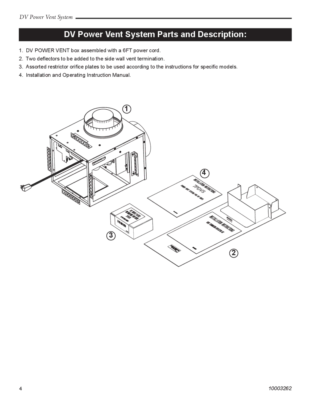 Vermont Casting 7PDVS manual DV Power Vent System Parts and Description 