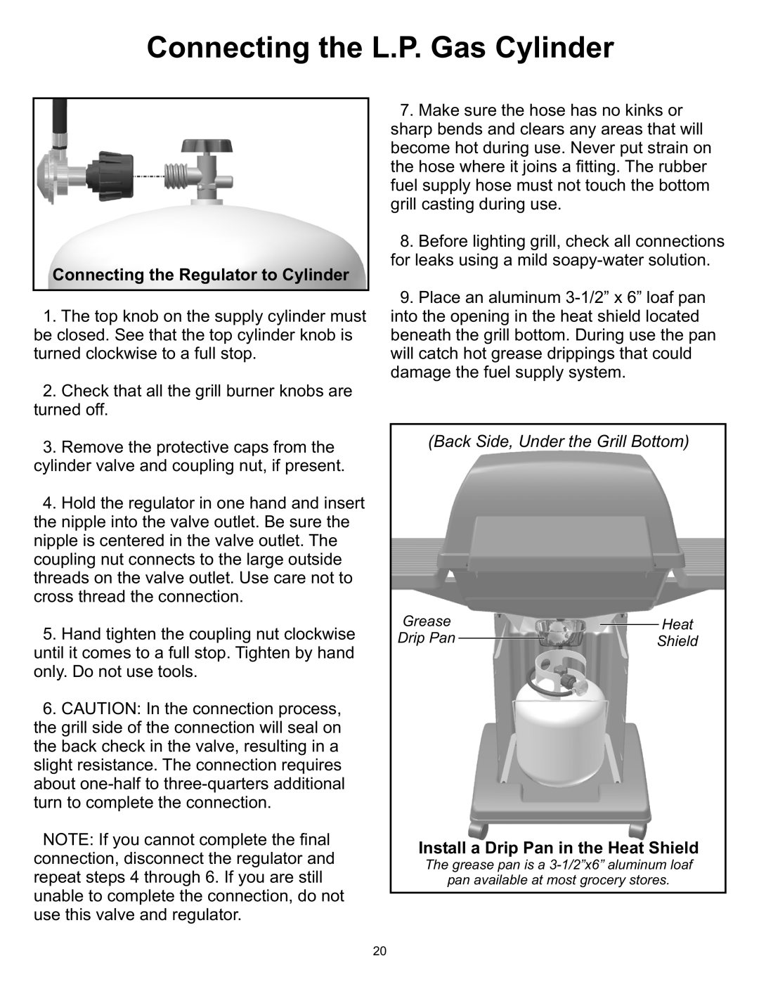 Vermont Casting 8000, 6000 owner manual Connecting the L.P. Gas Cylinder, Connecting the Regulator to Cylinder 