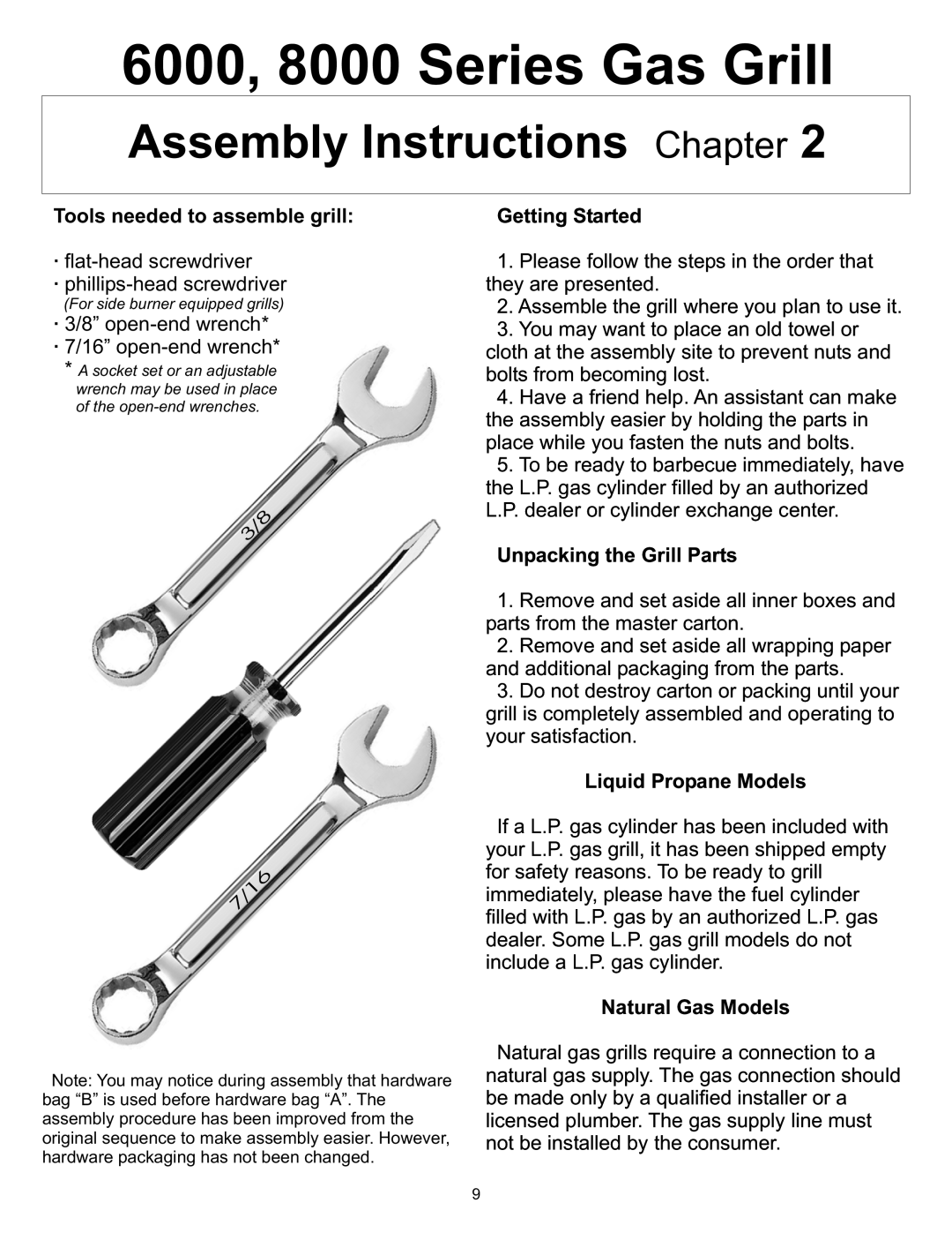 Vermont Casting 6000, 8000 owner manual Assembly Instructions Chapter 