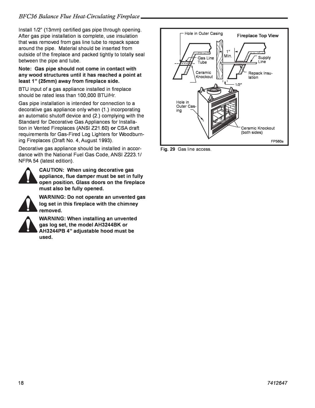 Vermont Casting manual BFC36 Balance Flue Heat-CirculatingFireplace, 7412647 