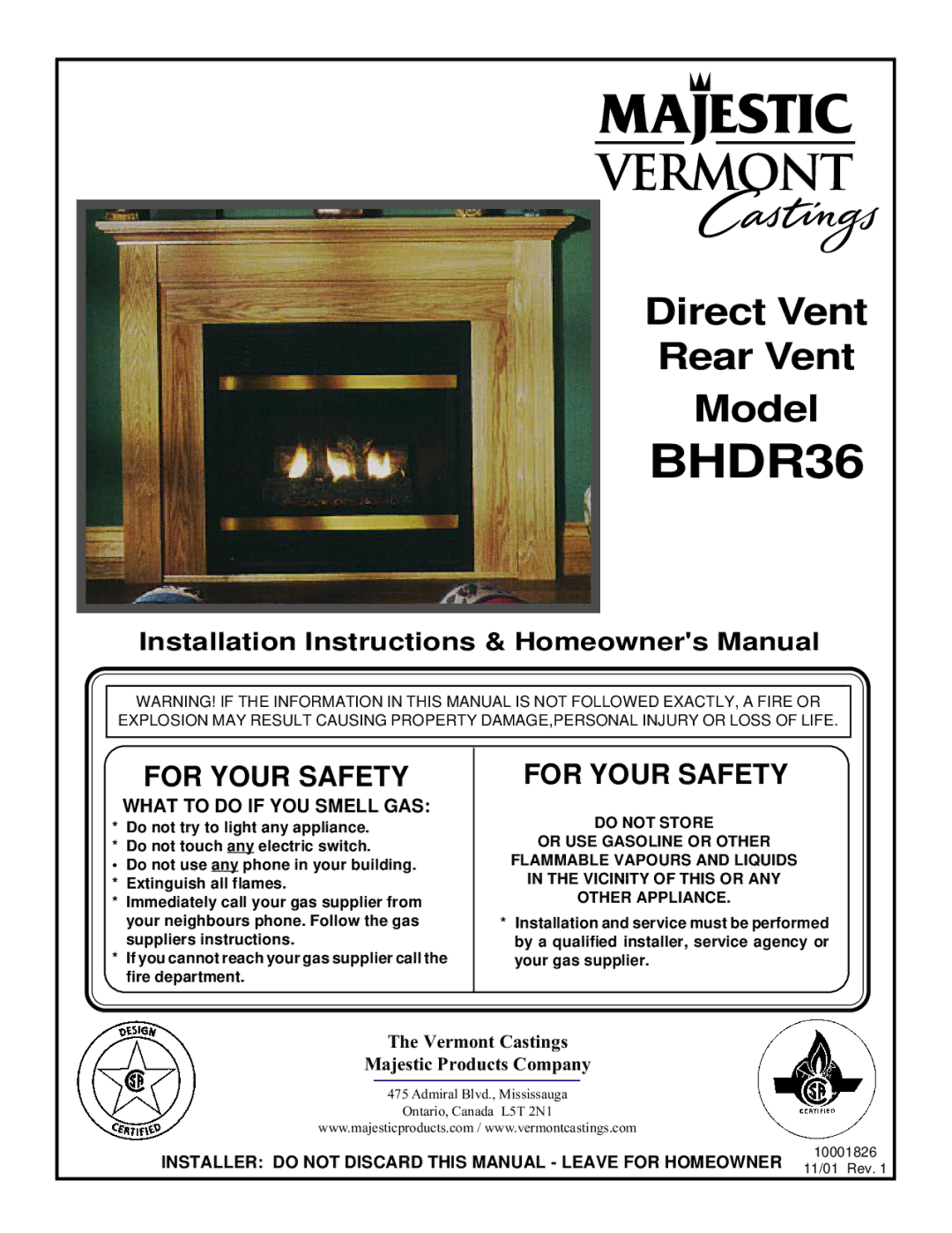 Vermont Casting BHDR36 installation instructions 