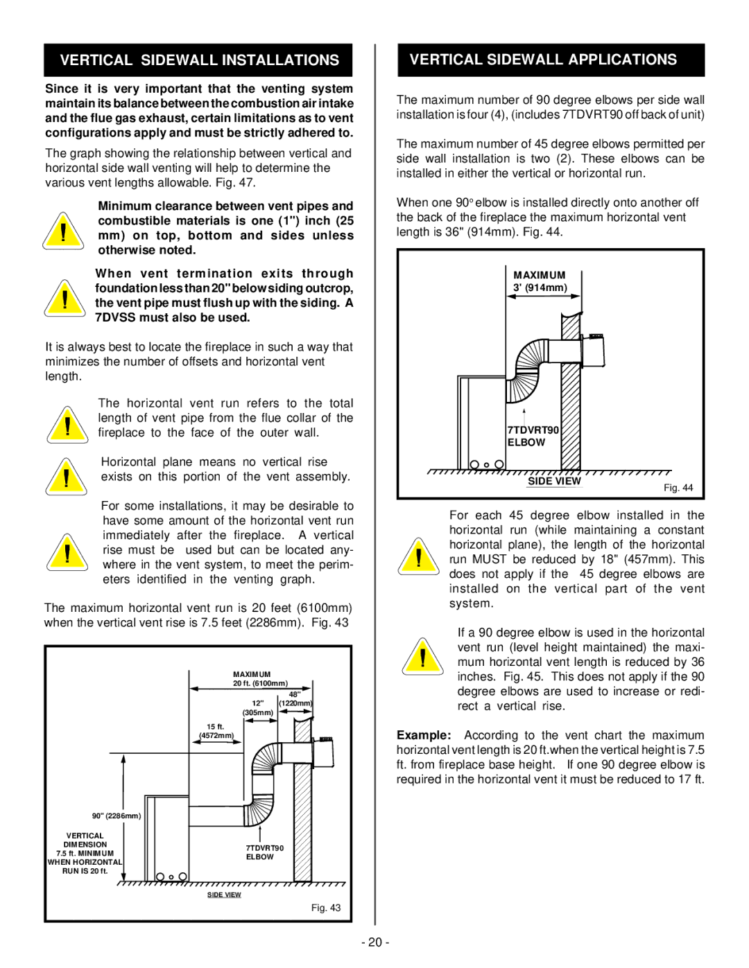 Vermont Casting BHDR36 installation instructions Vertical Sidewall Installations, Vertical Sidewall Applications 