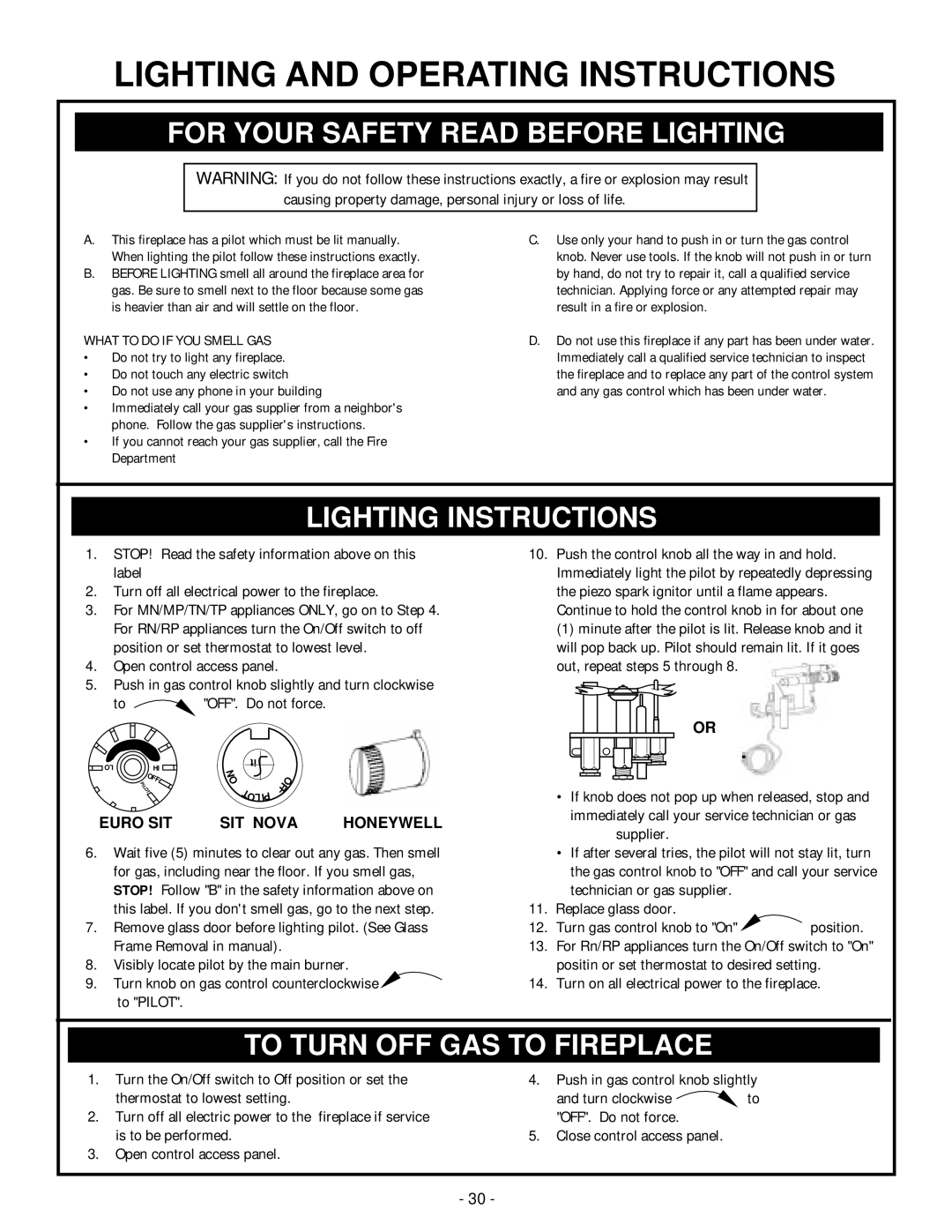 Vermont Casting BHDR36 installation instructions Lighting and Operating Instructions 