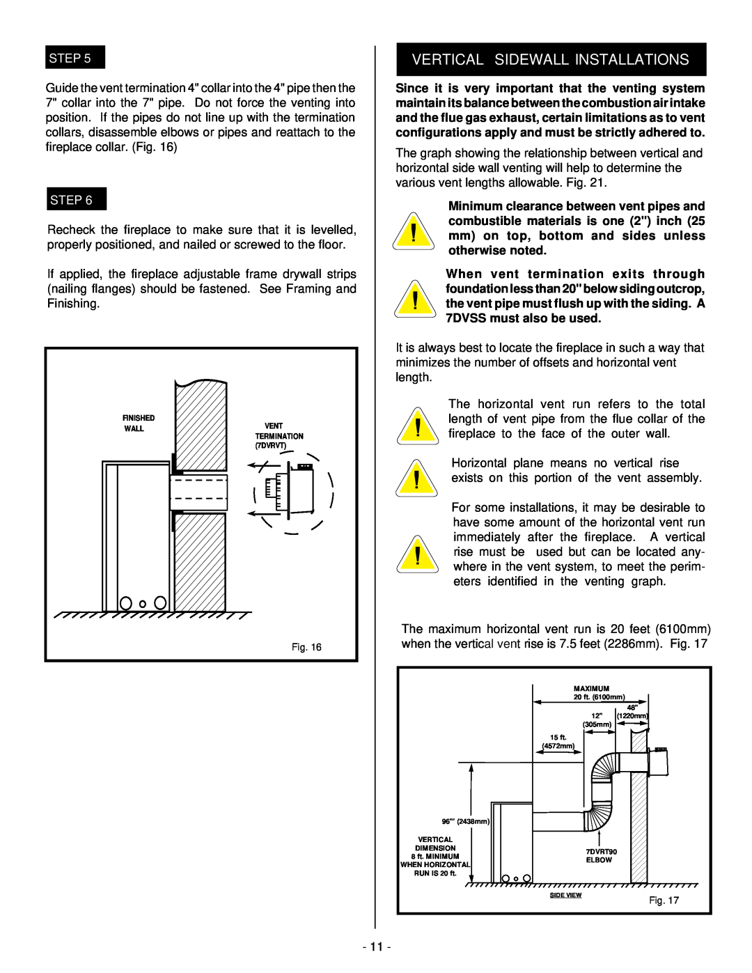 Vermont Casting BHDR36 installation instructions Vertical Sidewall Installations, Step 