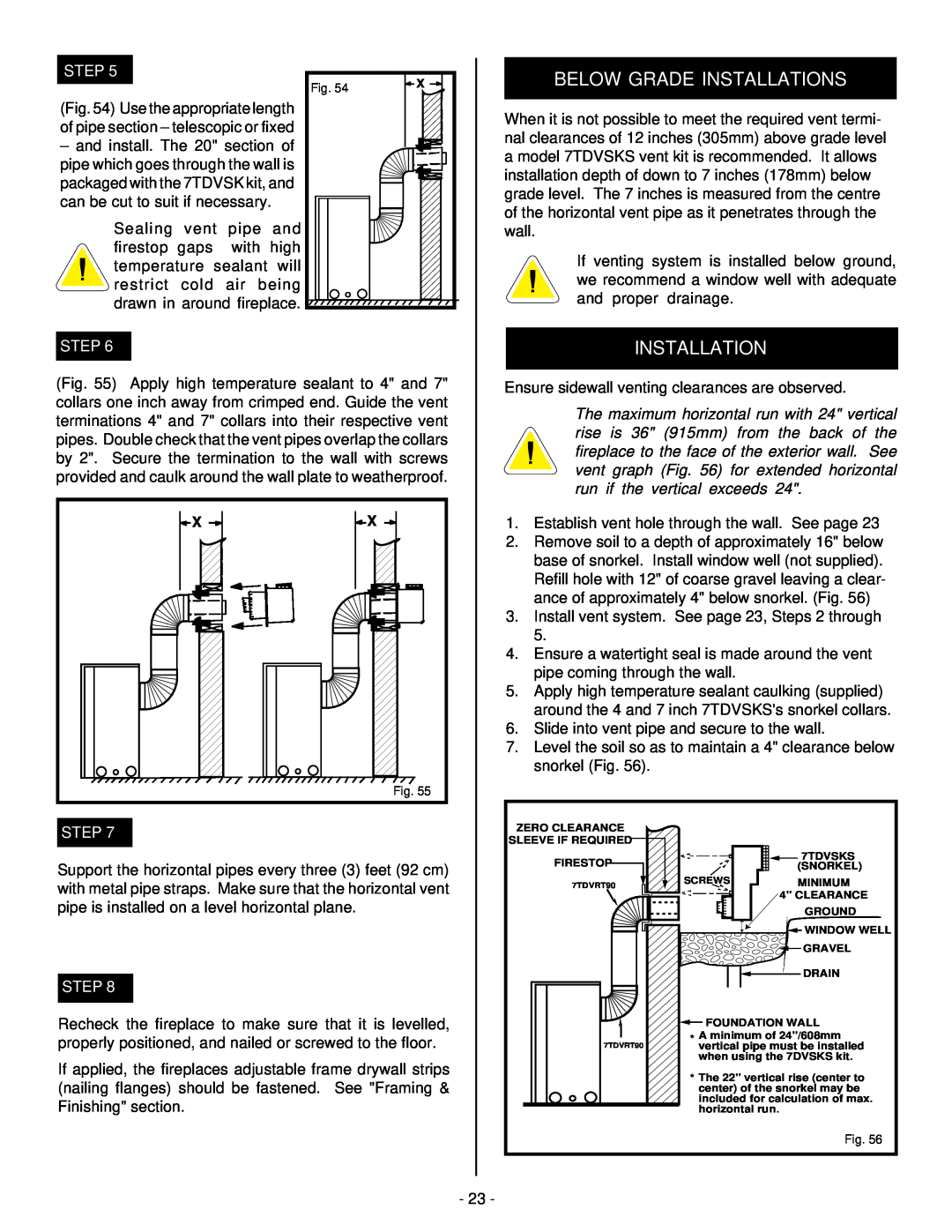 Vermont Casting BHDR36 installation instructions Below Grade Installations, Step 