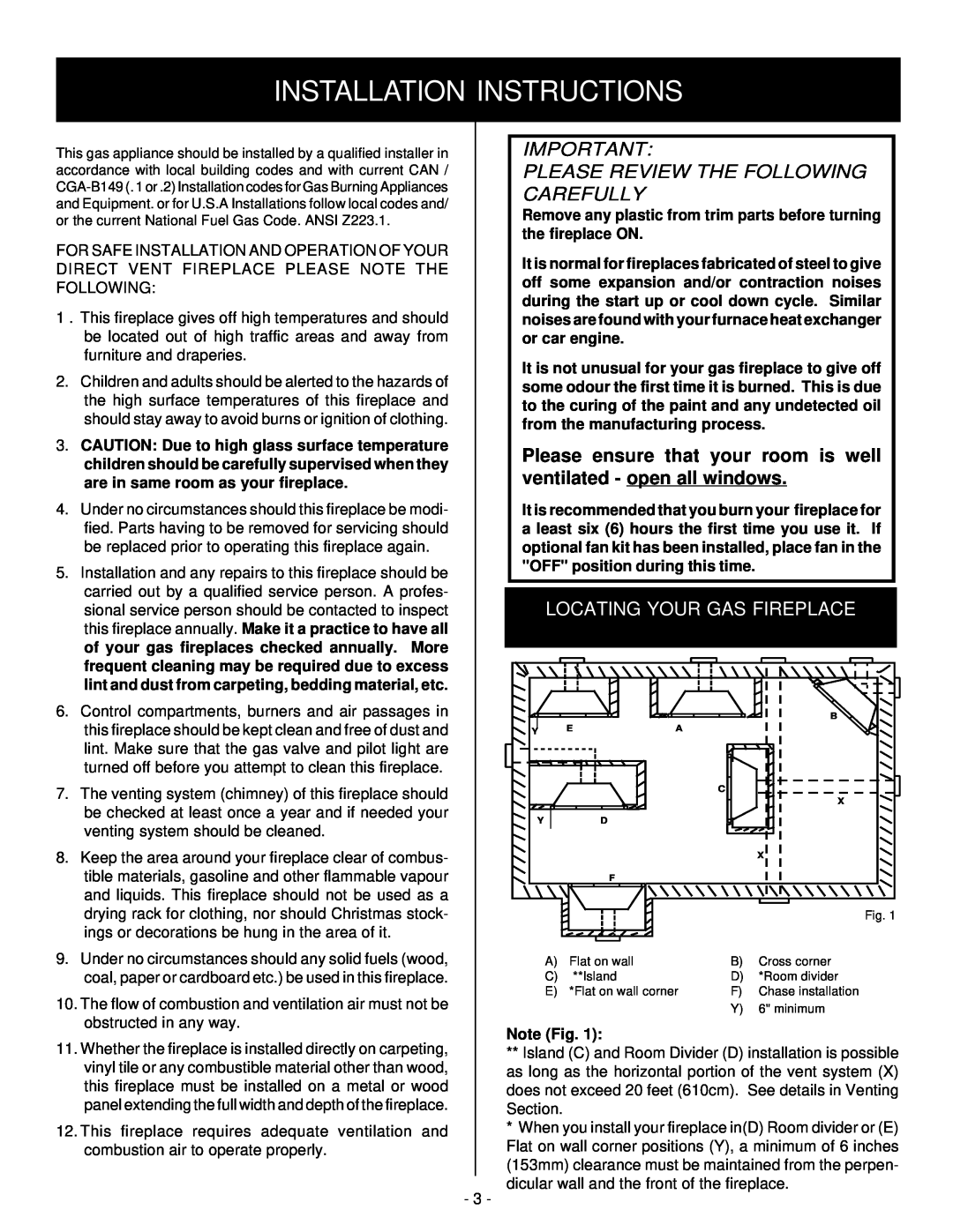 Vermont Casting BHDR36 Installation Instructions, Please ensure that your room is well, ventilated - open all windows 