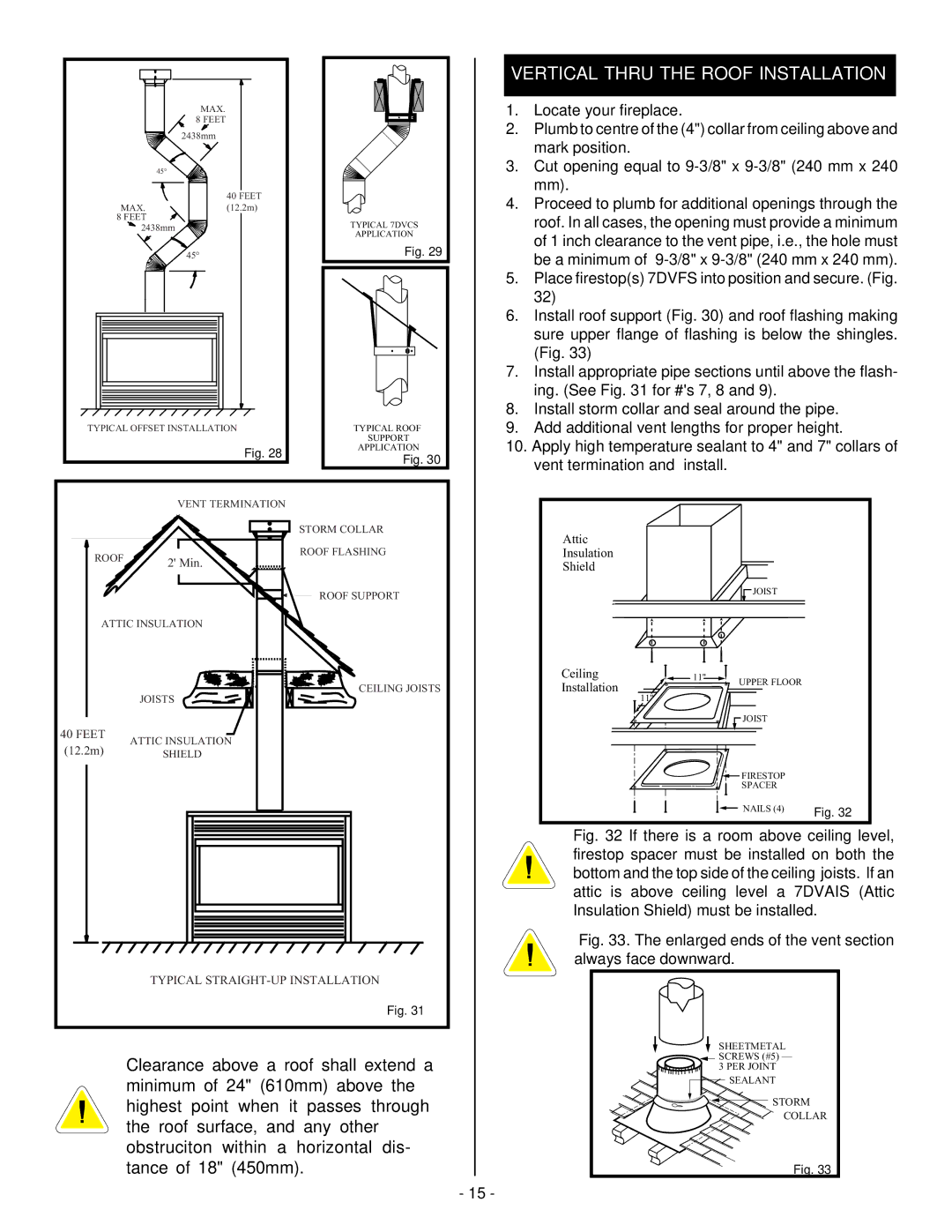 Vermont Casting BHDT36 installation instructions Vertical Thru the Roof Installation 