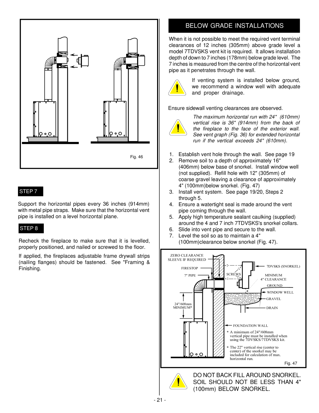 Vermont Casting BHDT36 installation instructions Below Grade Installations 