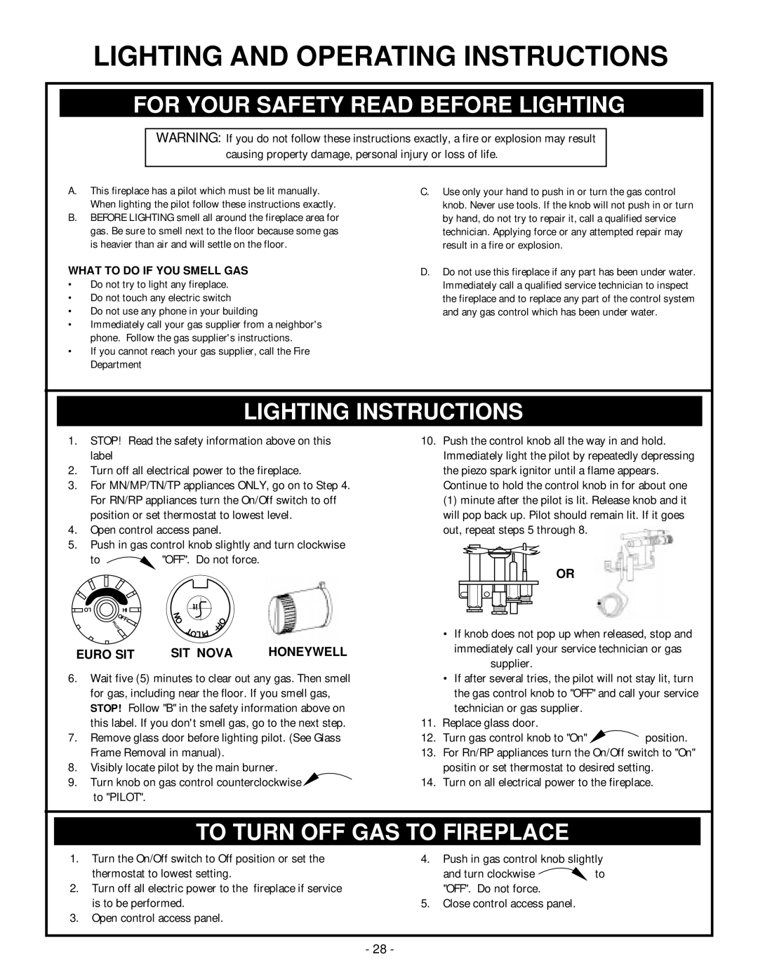 Vermont Casting BHDT36 installation instructions Lighting and Operating Instructions 